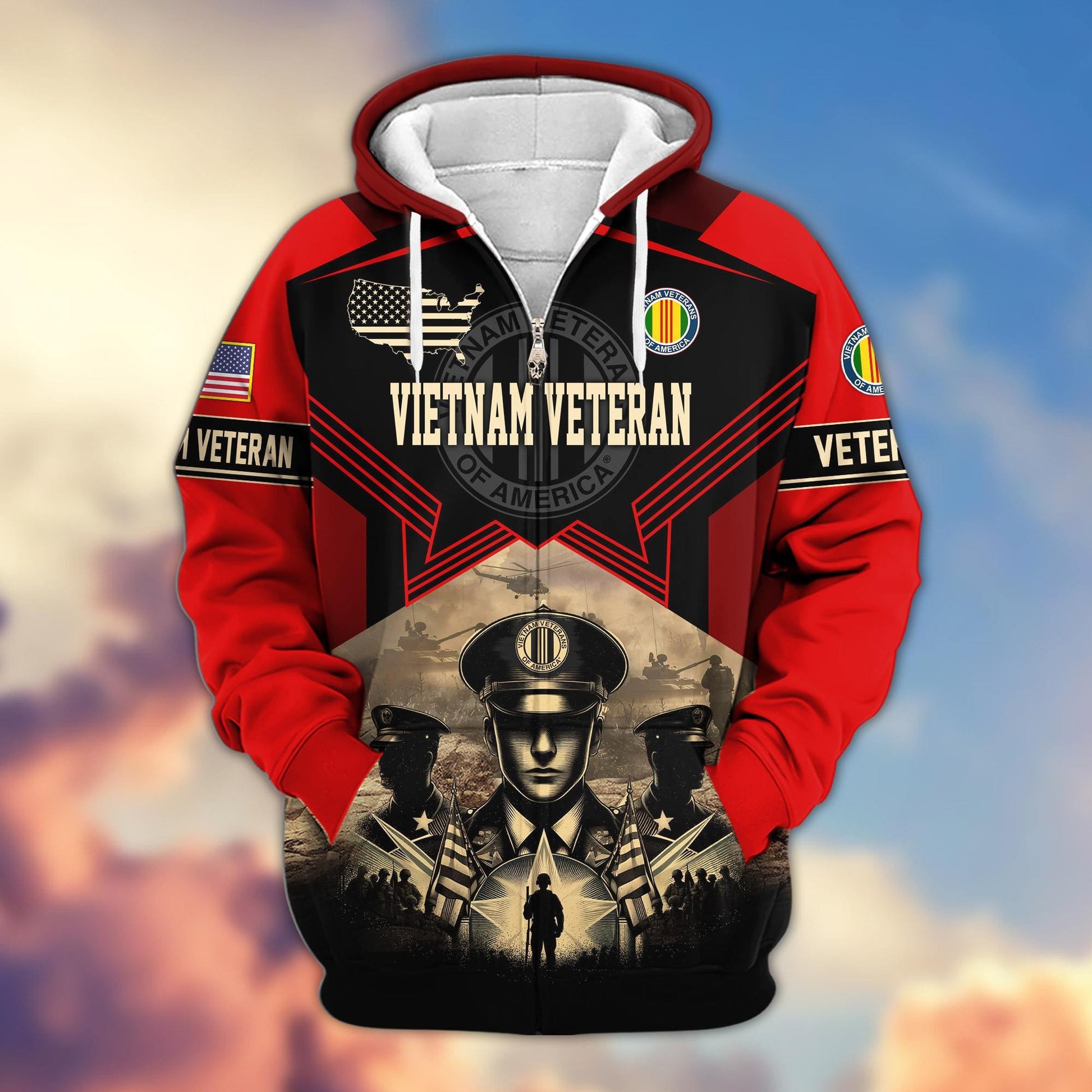 Premium Proudly Served US Veterans Zip Hoodie APHN121102, Gifts For US Veterans