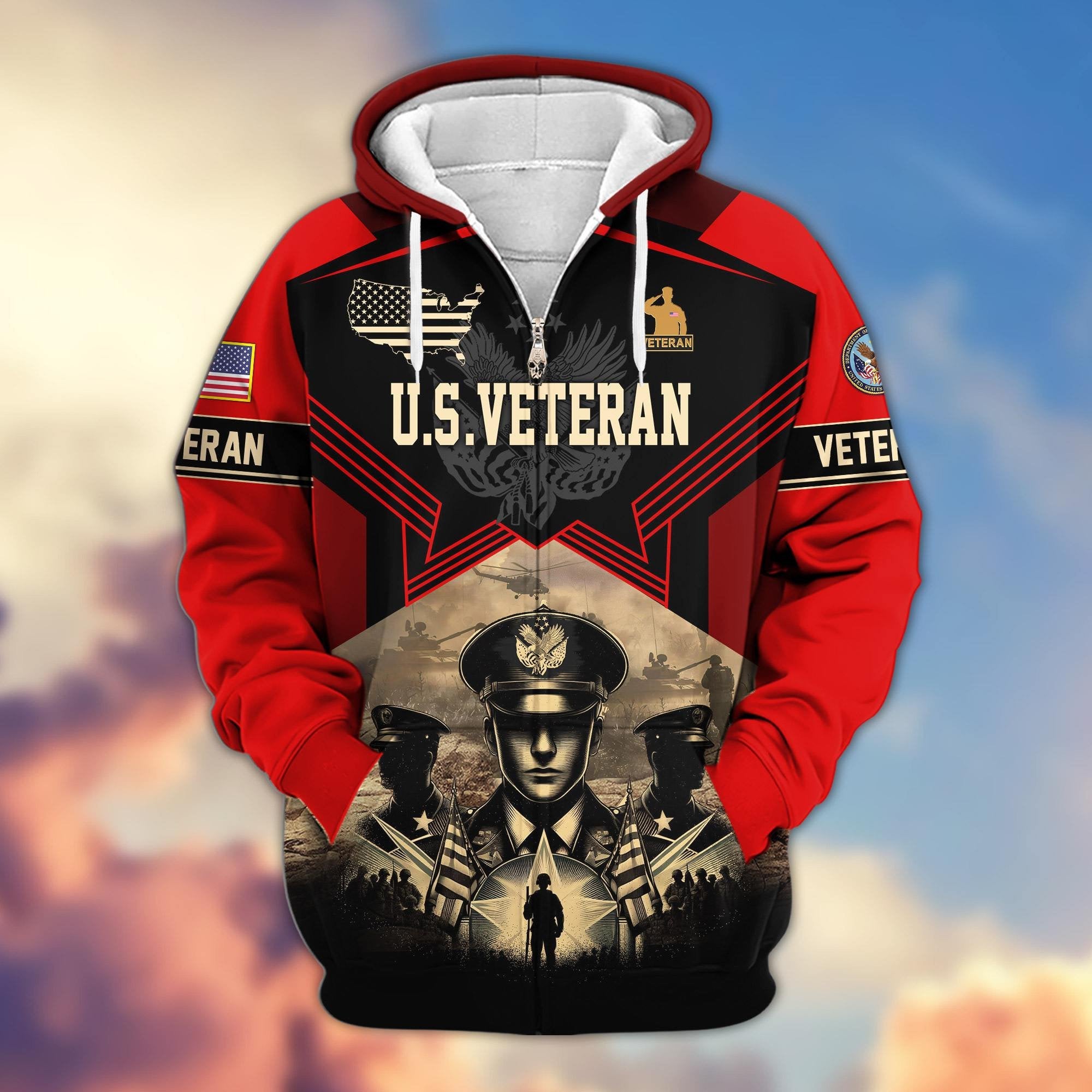 Premium Proudly Served US Veterans Zip Hoodie APHN121102, Gifts For US Veterans