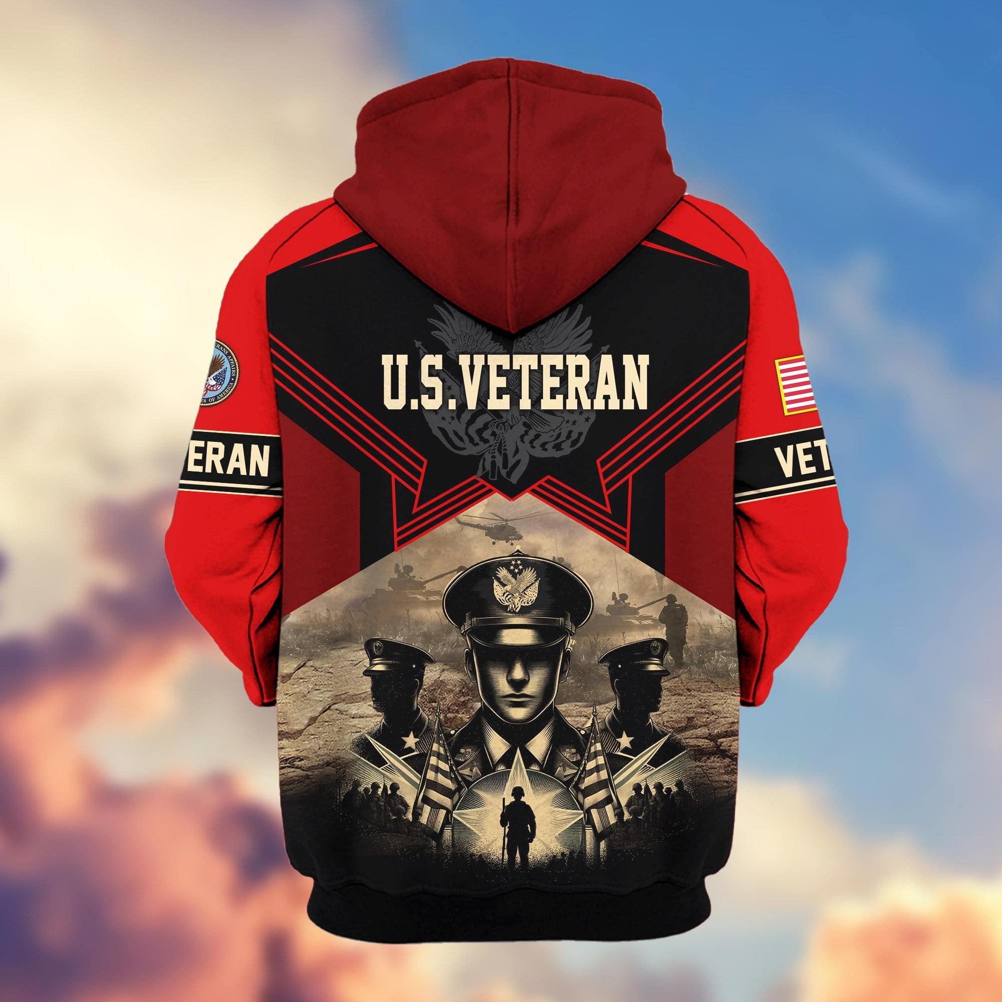 Premium Proudly Served US Veterans Zip Hoodie APHN121102, Gifts For US Veterans