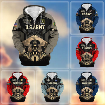 Premium Proudly Served US Veterans Zip Hoodie APHN121102, Gifts For US Veterans