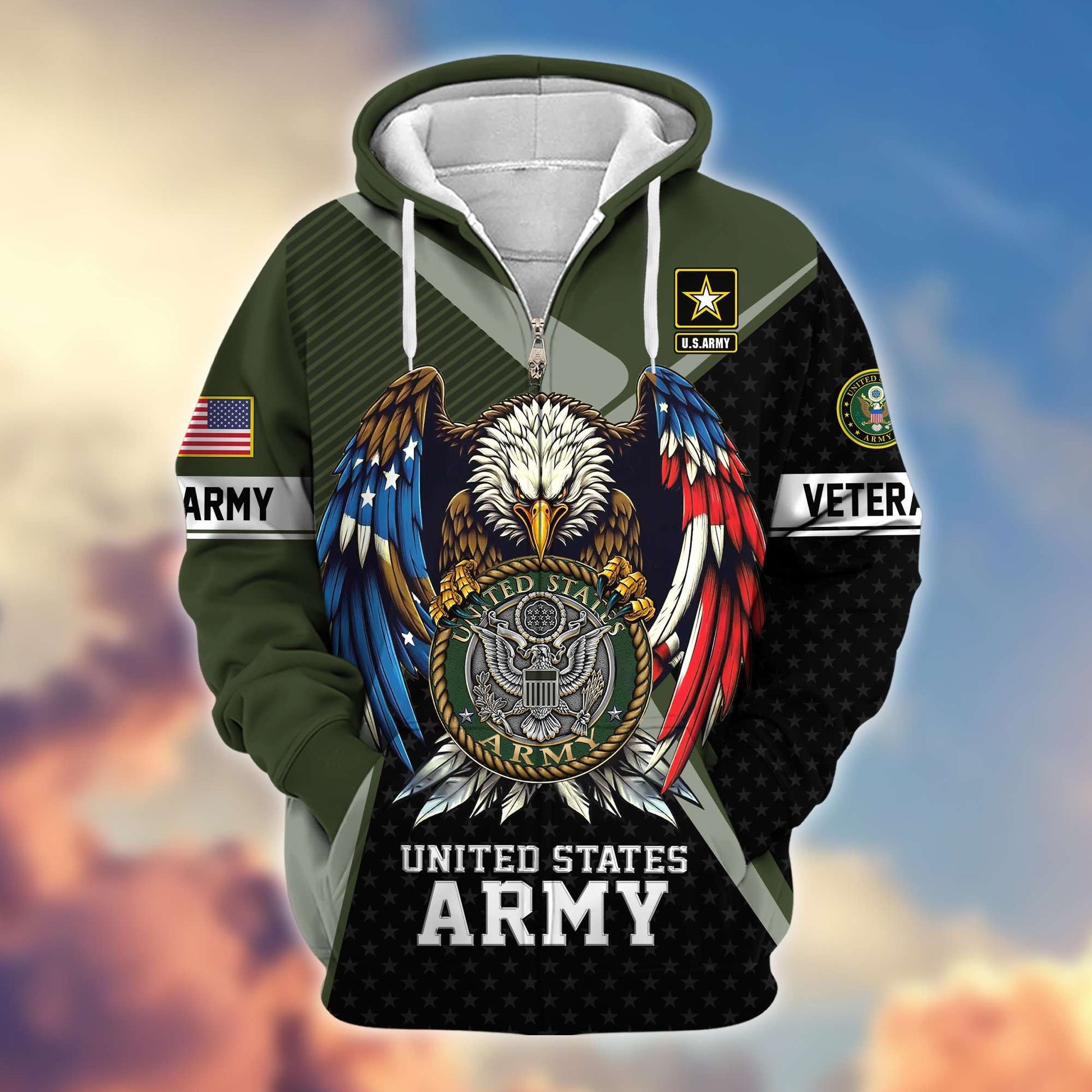 Premium US Veterans Zip Hoodie APHN081112, Gifts For US Veterans