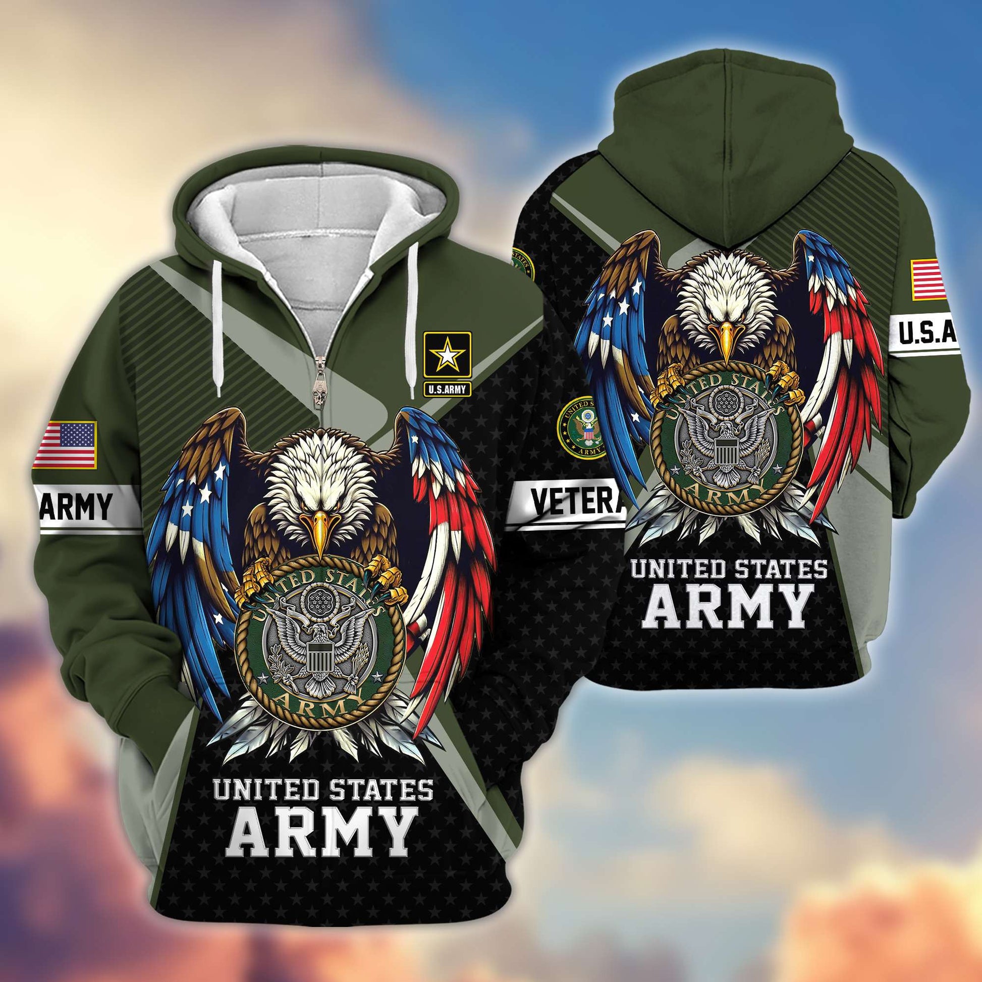 Premium US Veterans Zip Hoodie APHN081112, Gifts For US Veterans