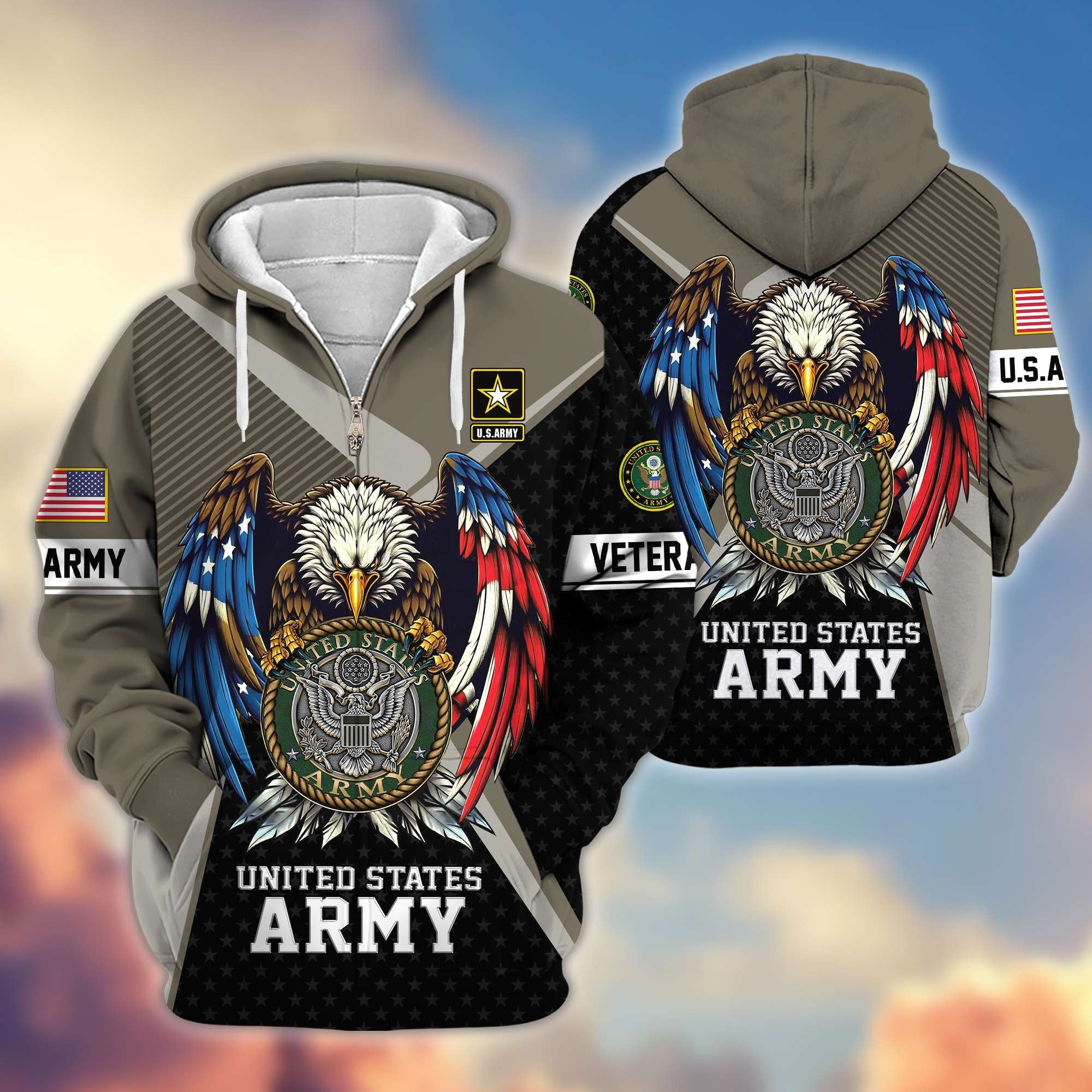 Premium US Veterans Zip Hoodie APHN081112, Gifts For US Veterans