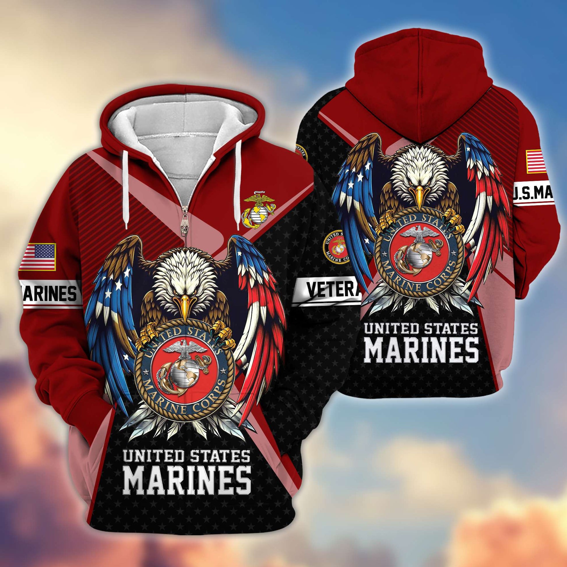 Premium US Veterans Zip Hoodie APHN081112, Gifts For US Veterans