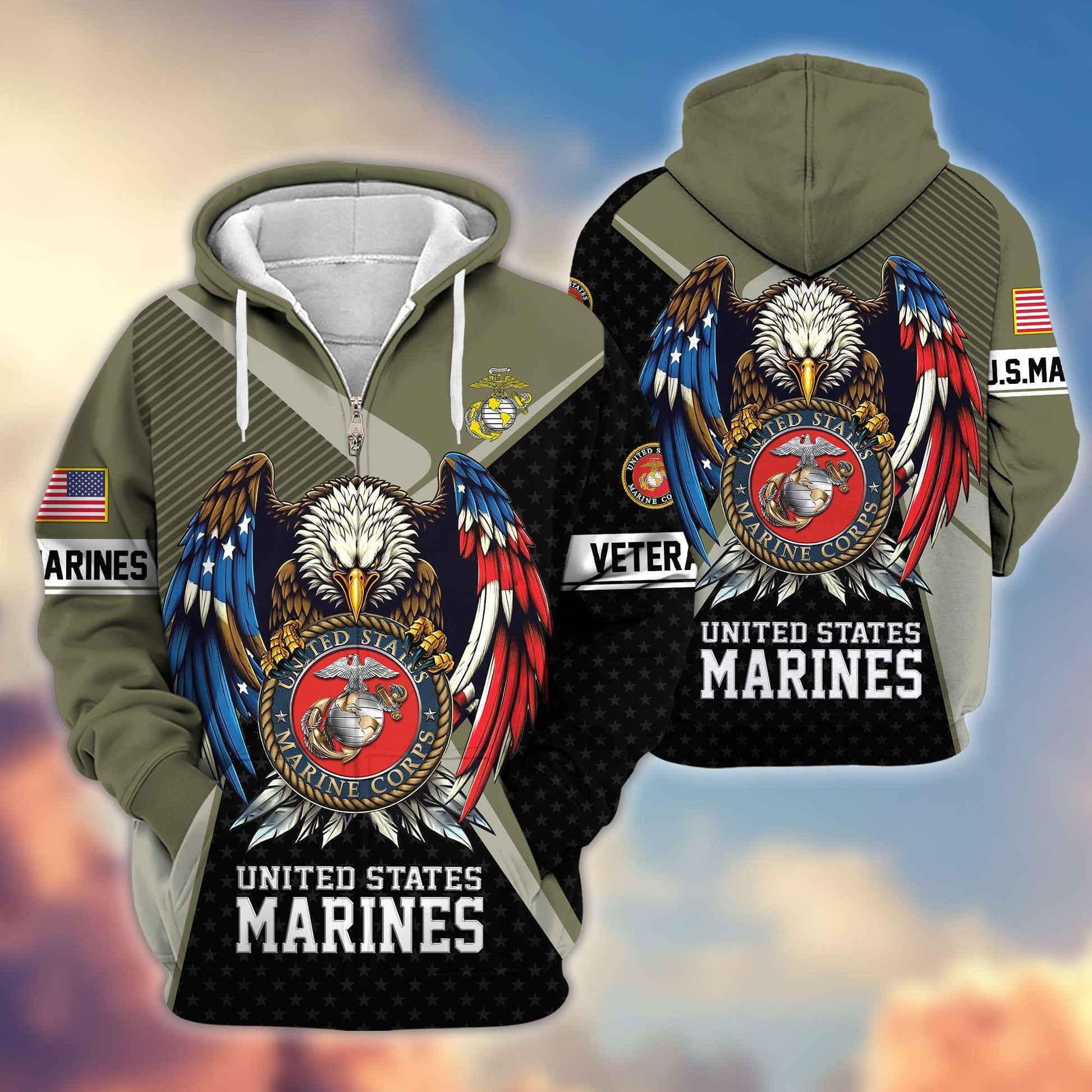 Premium US Veterans Zip Hoodie APHN081112, Gifts For US Veterans