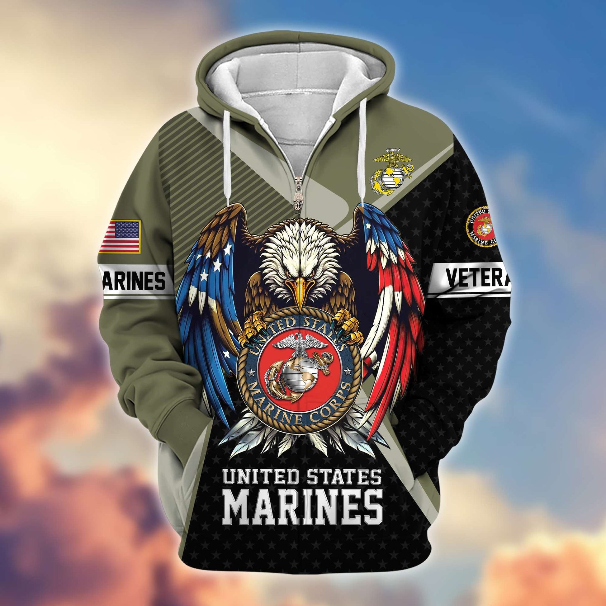 Premium US Veterans Zip Hoodie APHN081112, Gifts For US Veterans