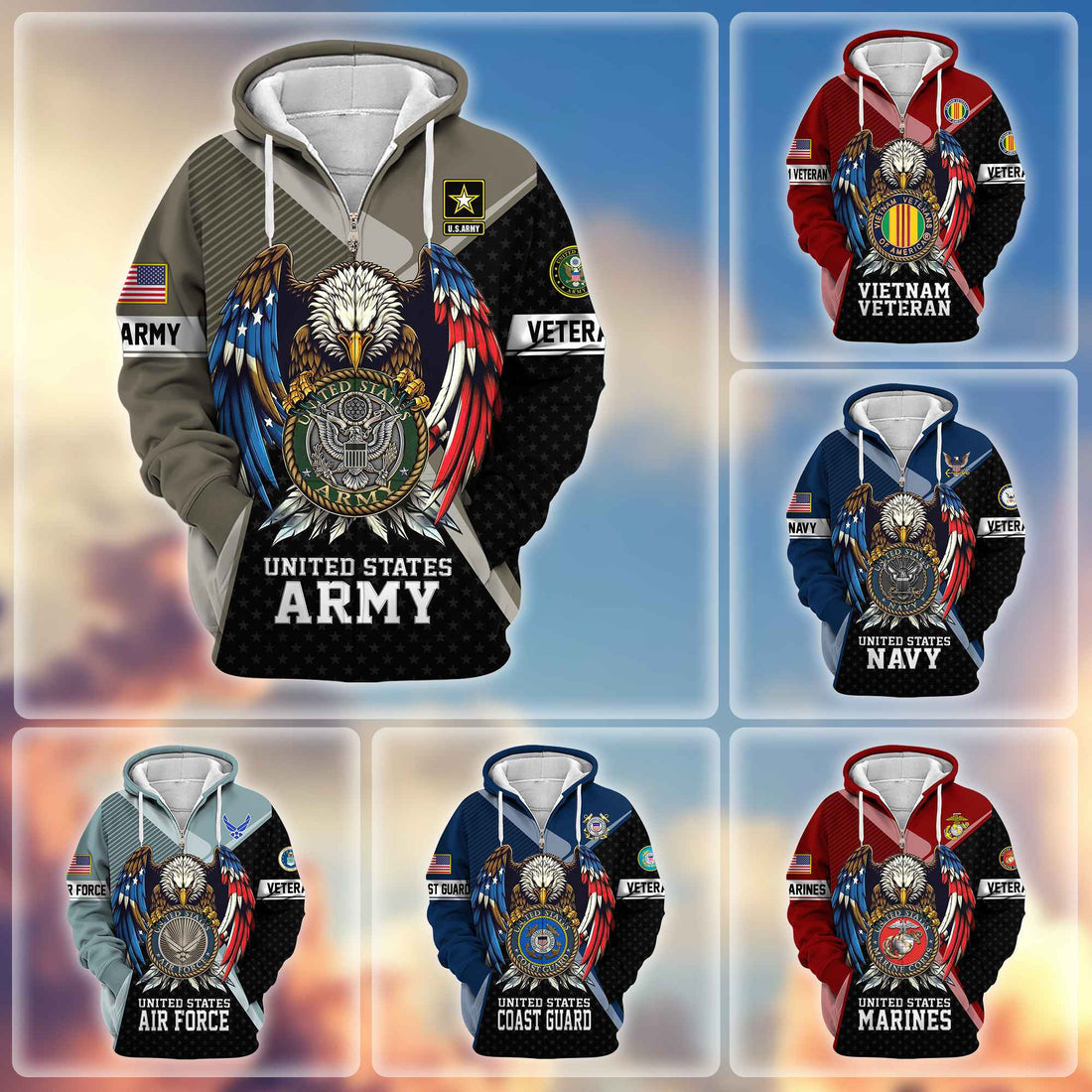 Premium US Veterans Zip Hoodie APHN081112, Gifts For US Veterans