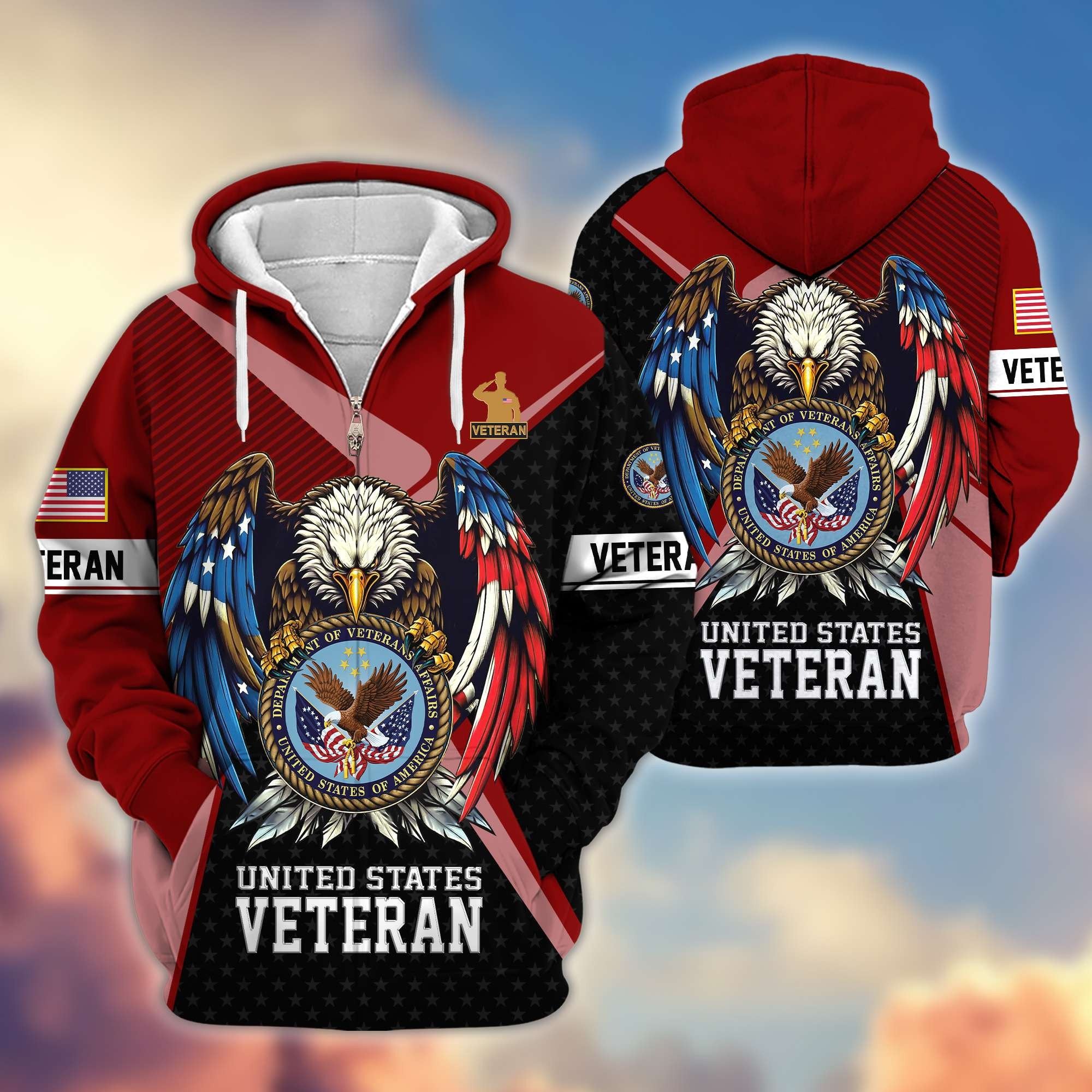 Premium US Veterans Zip Hoodie APHN081112, Gifts For US Veterans