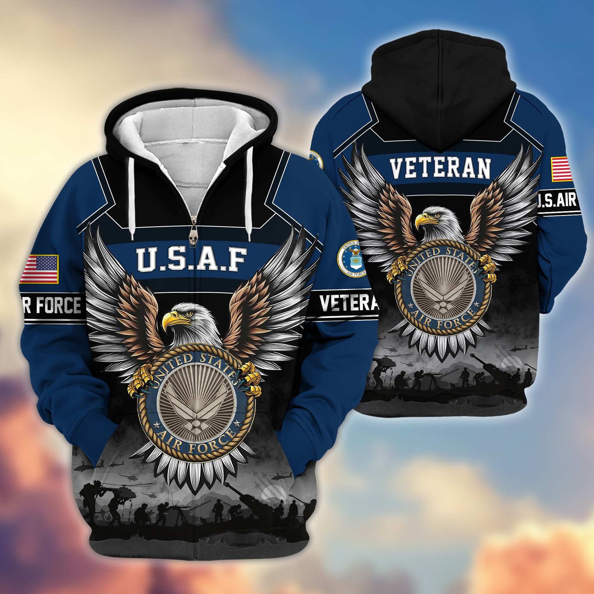 Premium US Veterans Zip Hoodie APHN141101, Gifts For US Veterans