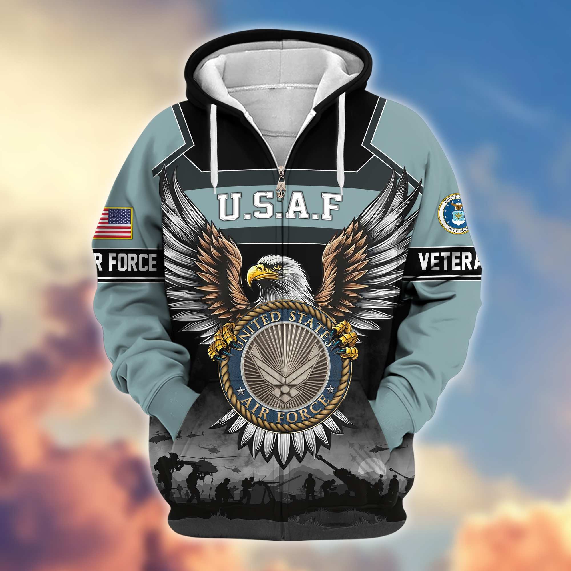 Premium US Veterans Zip Hoodie APHN141101, Gifts For US Veterans