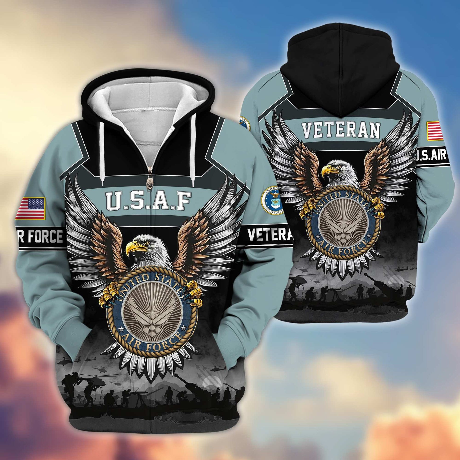 Premium US Veterans Zip Hoodie APHN141101, Gifts For US Veterans