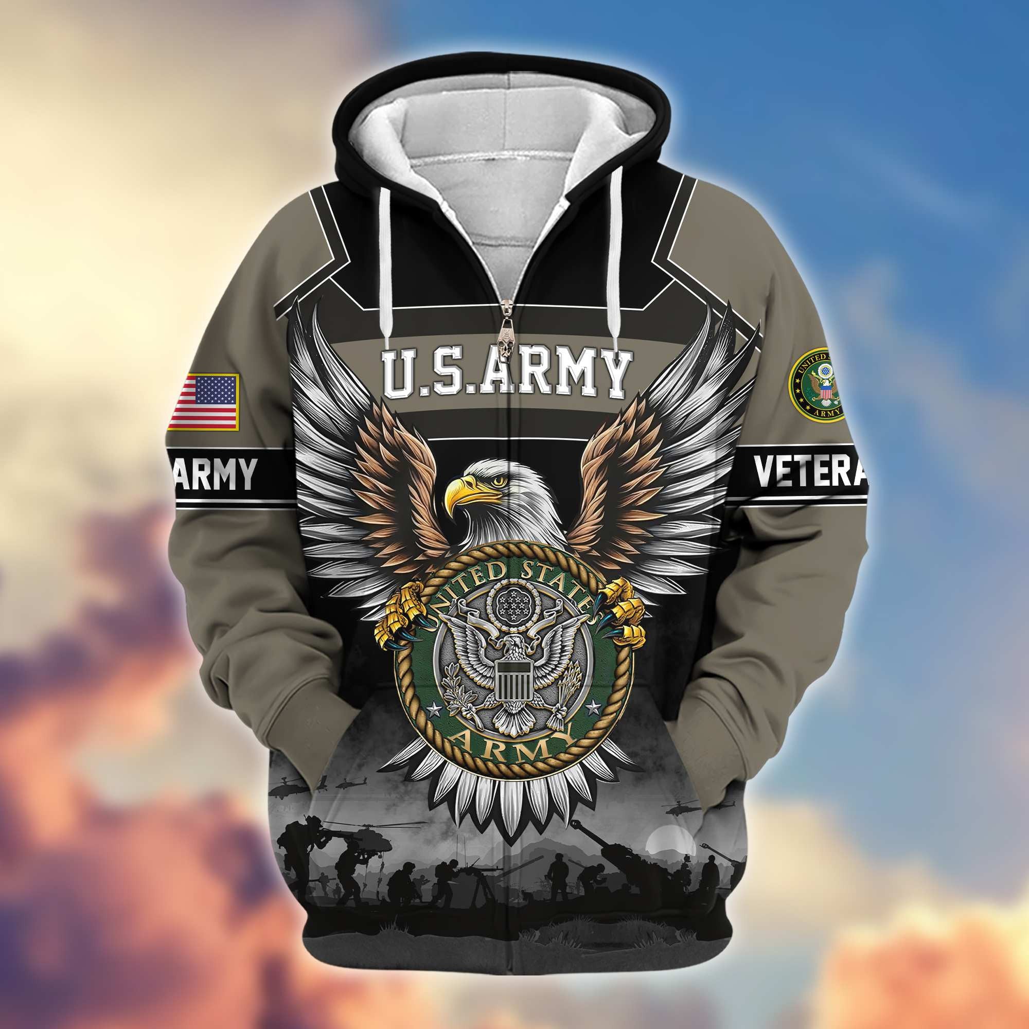 Premium US Veterans Zip Hoodie APHN141101, Gifts For US Veterans