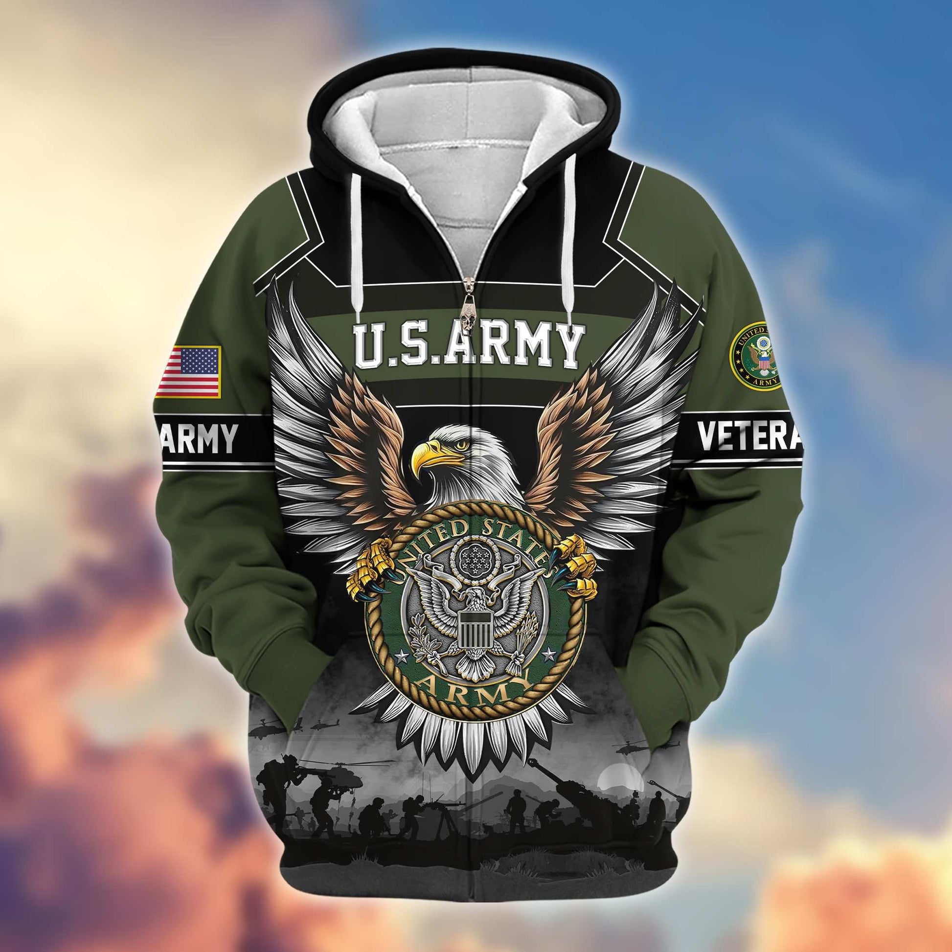 Premium US Veterans Zip Hoodie APHN141101, Gifts For US Veterans