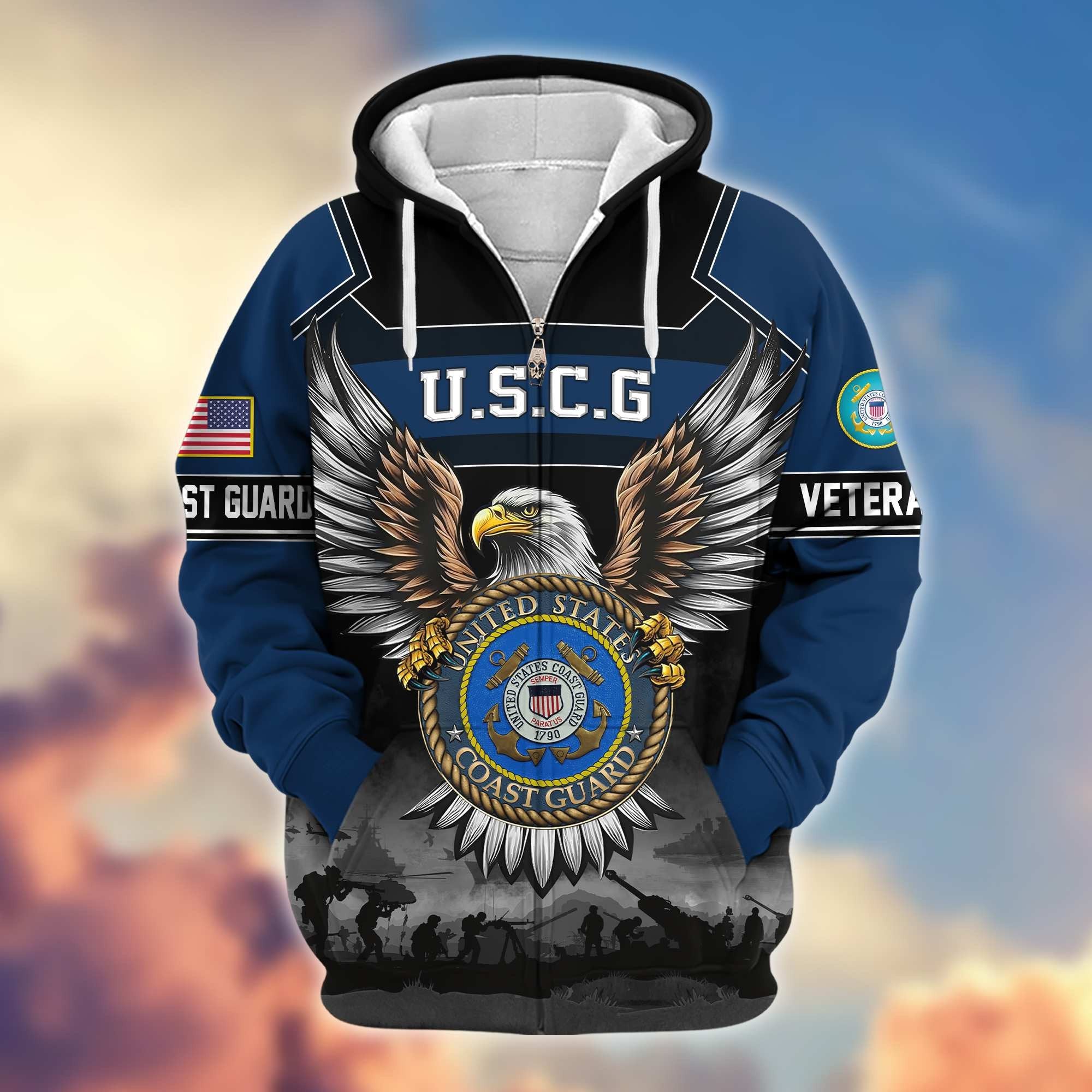 Premium US Veterans Zip Hoodie APHN141101, Gifts For US Veterans