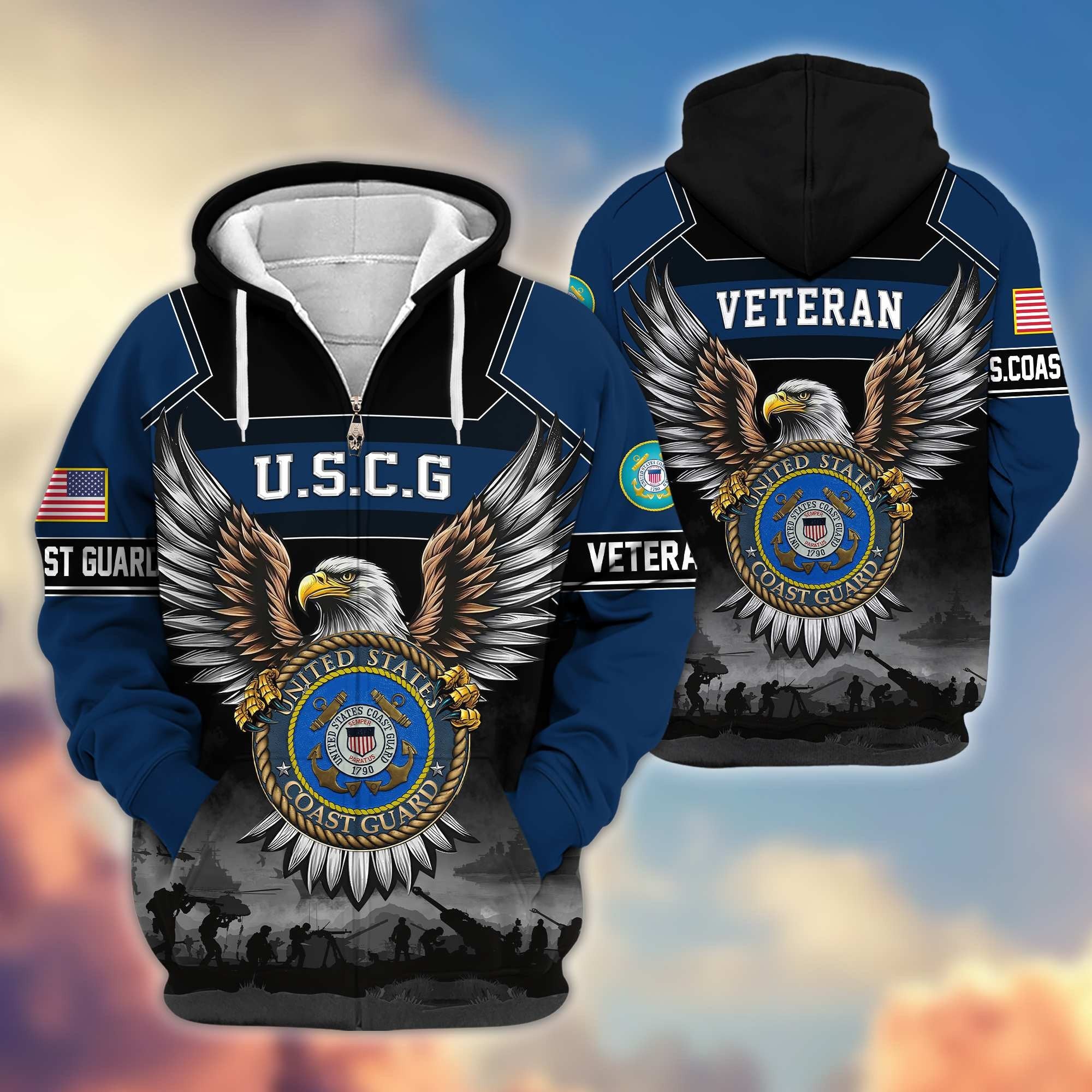 Premium US Veterans Zip Hoodie APHN141101, Gifts For US Veterans