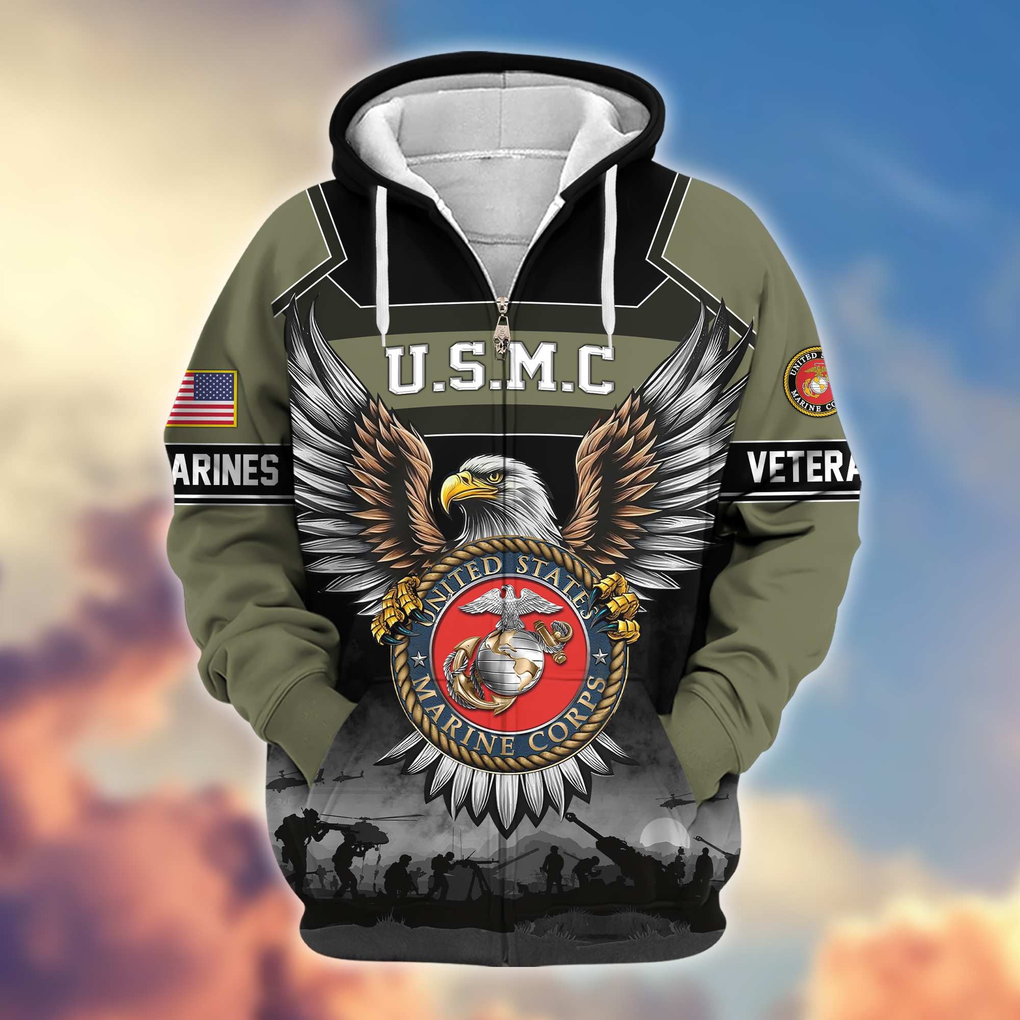 Premium US Veterans Zip Hoodie APHN141101, Gifts For US Veterans