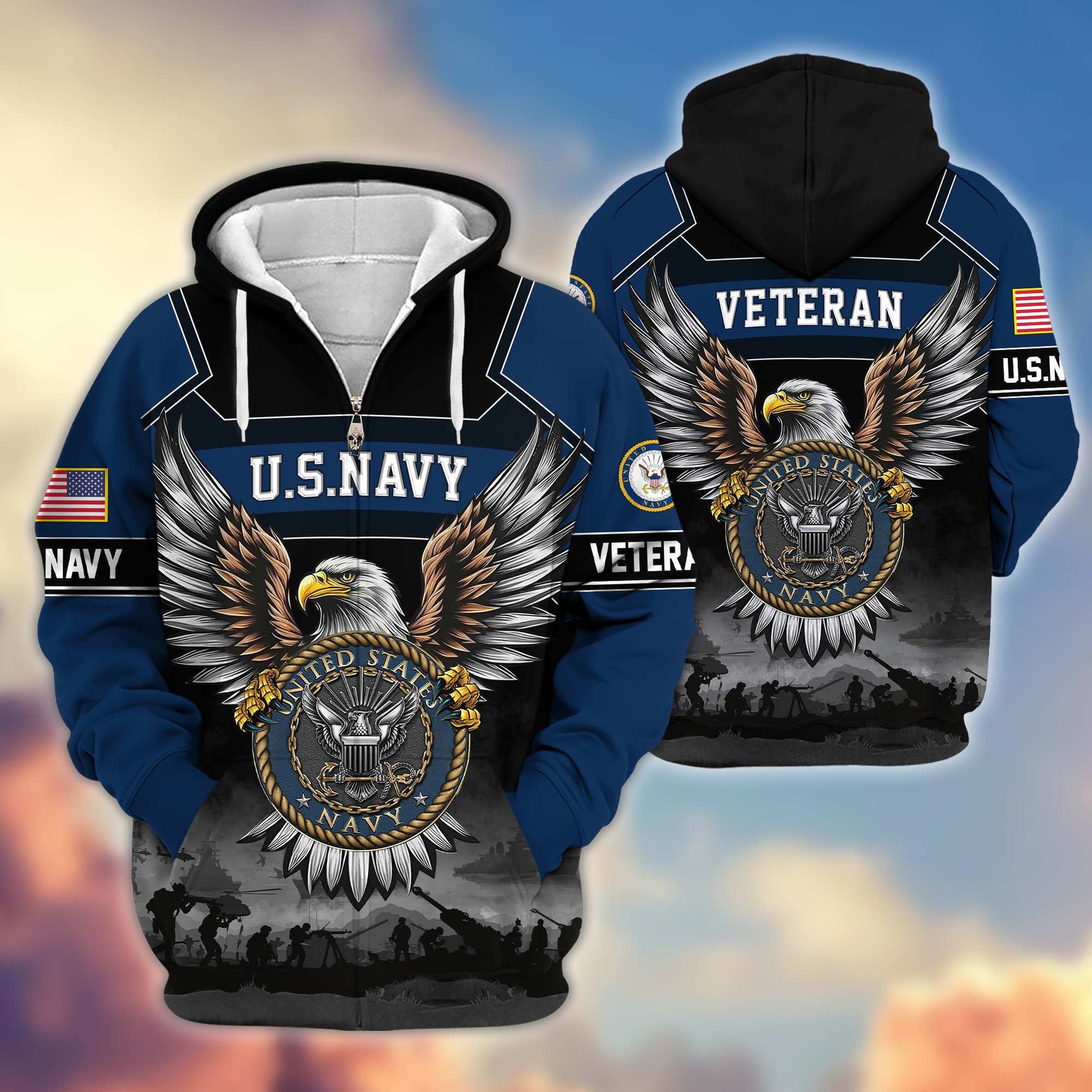 Premium US Veterans Zip Hoodie APHN141101, Gifts For US Veterans