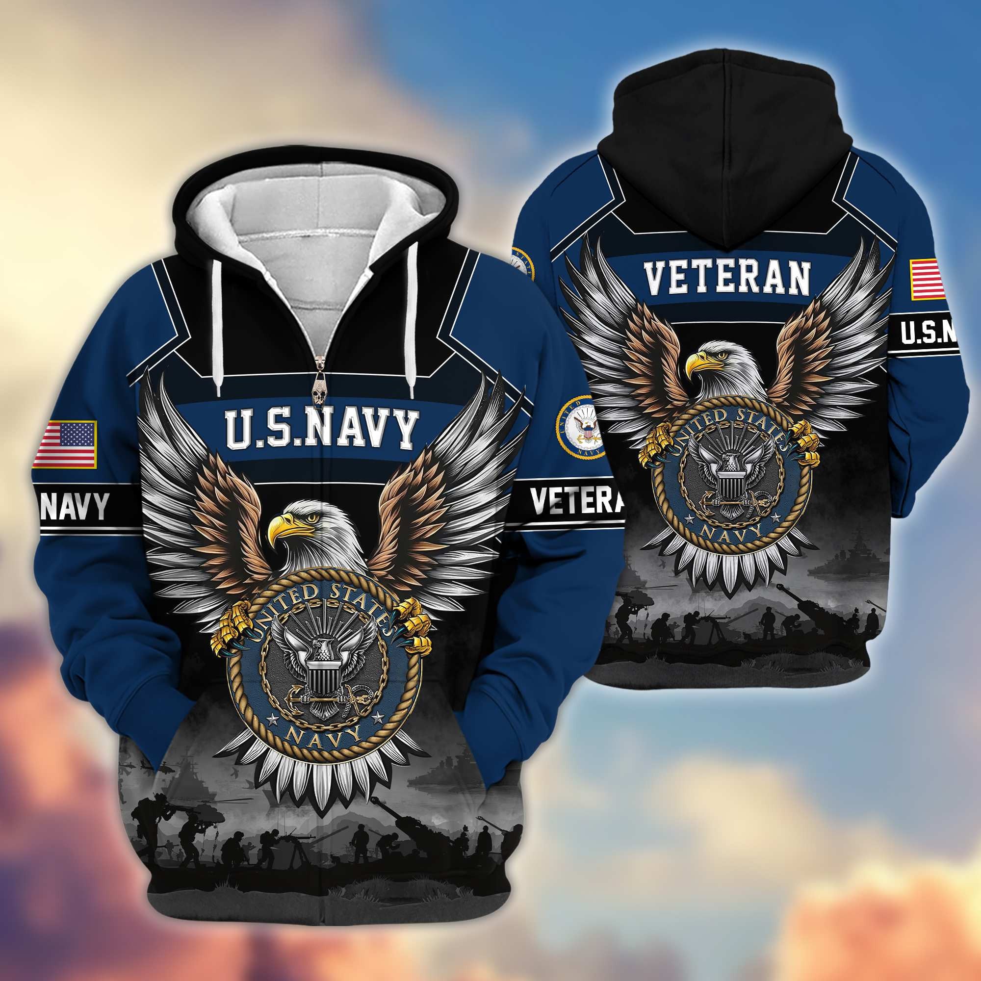Premium US Veterans Zip Hoodie APHN141101, Gifts For US Veterans
