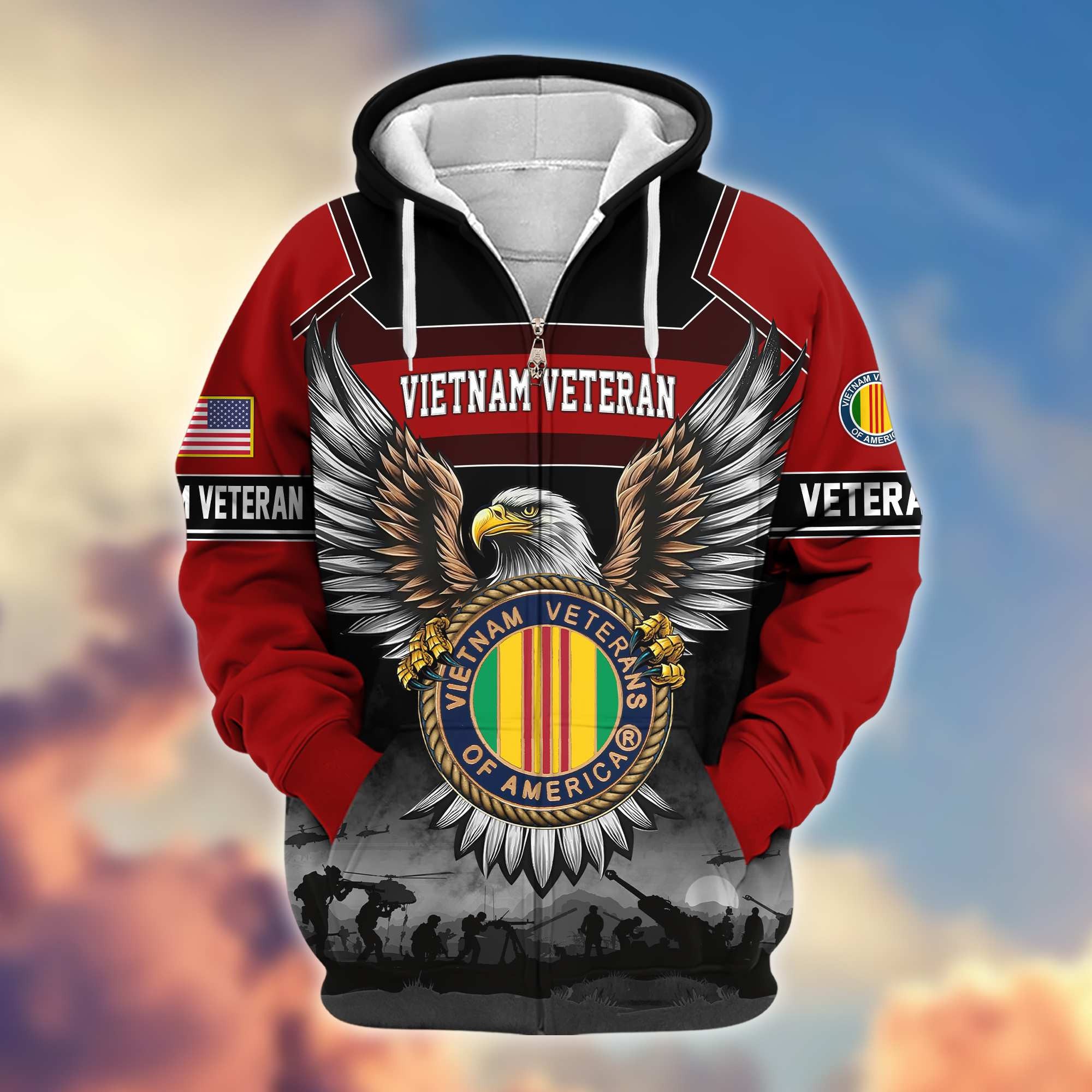 Premium US Veterans Zip Hoodie APHN141101, Gifts For US Veterans