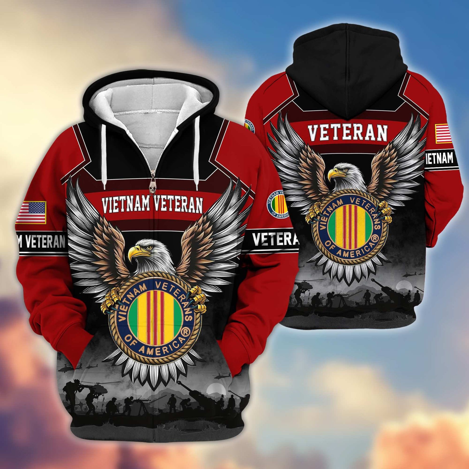 Premium US Veterans Zip Hoodie APHN141101, Gifts For US Veterans