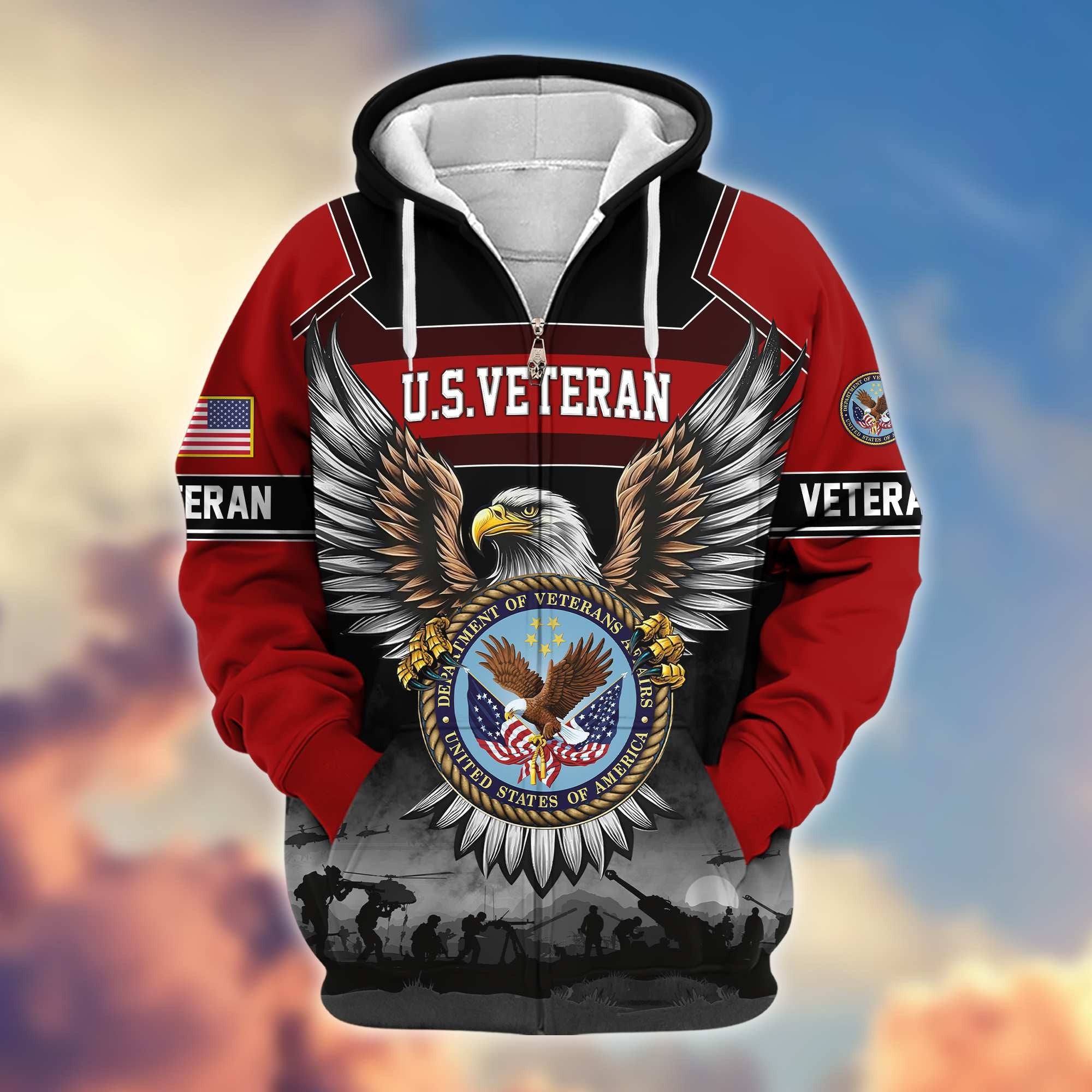 Premium US Veterans Zip Hoodie APHN141101, Gifts For US Veterans