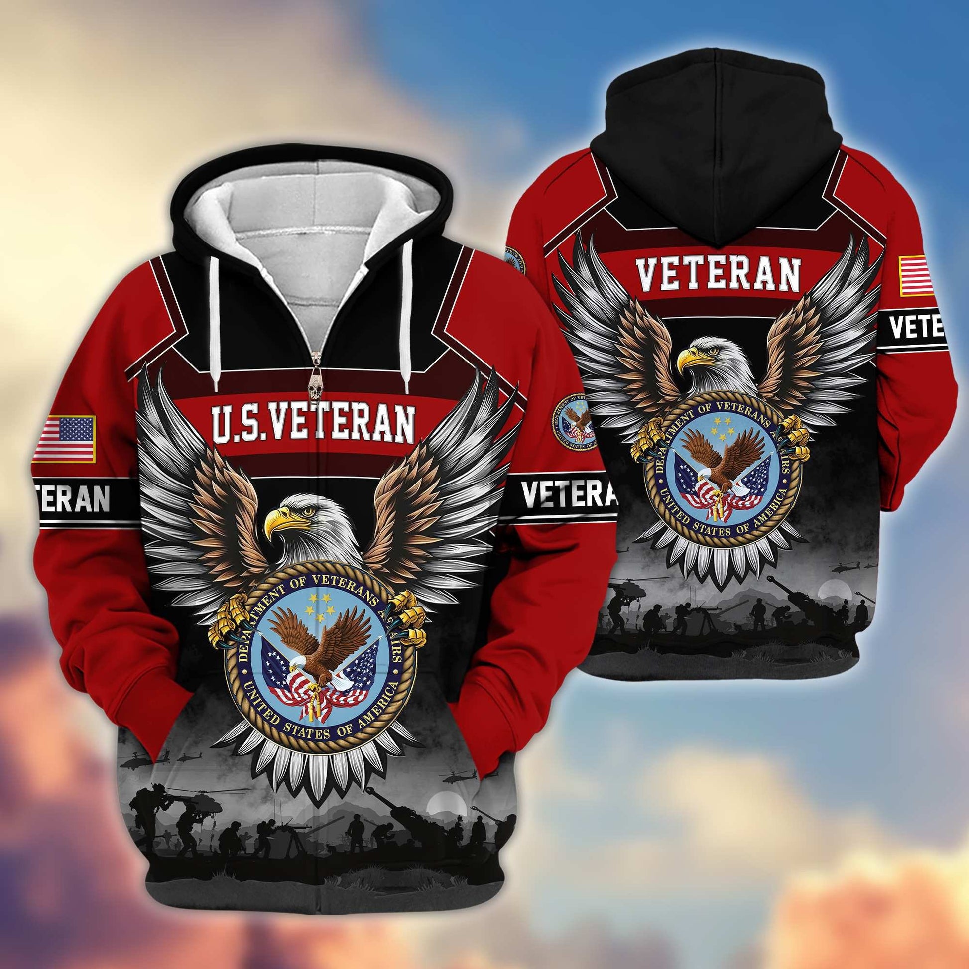 Premium US Veterans Zip Hoodie APHN141101, Gifts For US Veterans