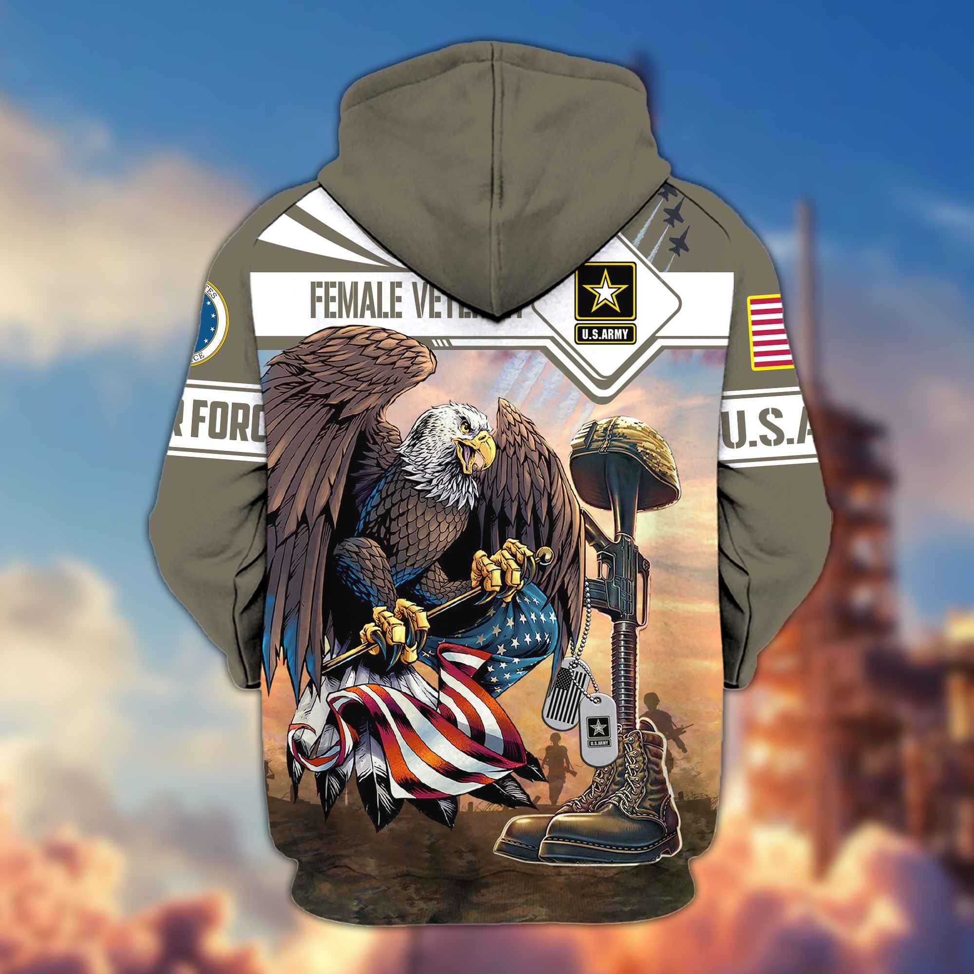 Premium US Female Veteran Zip Hoodie BPVC101210