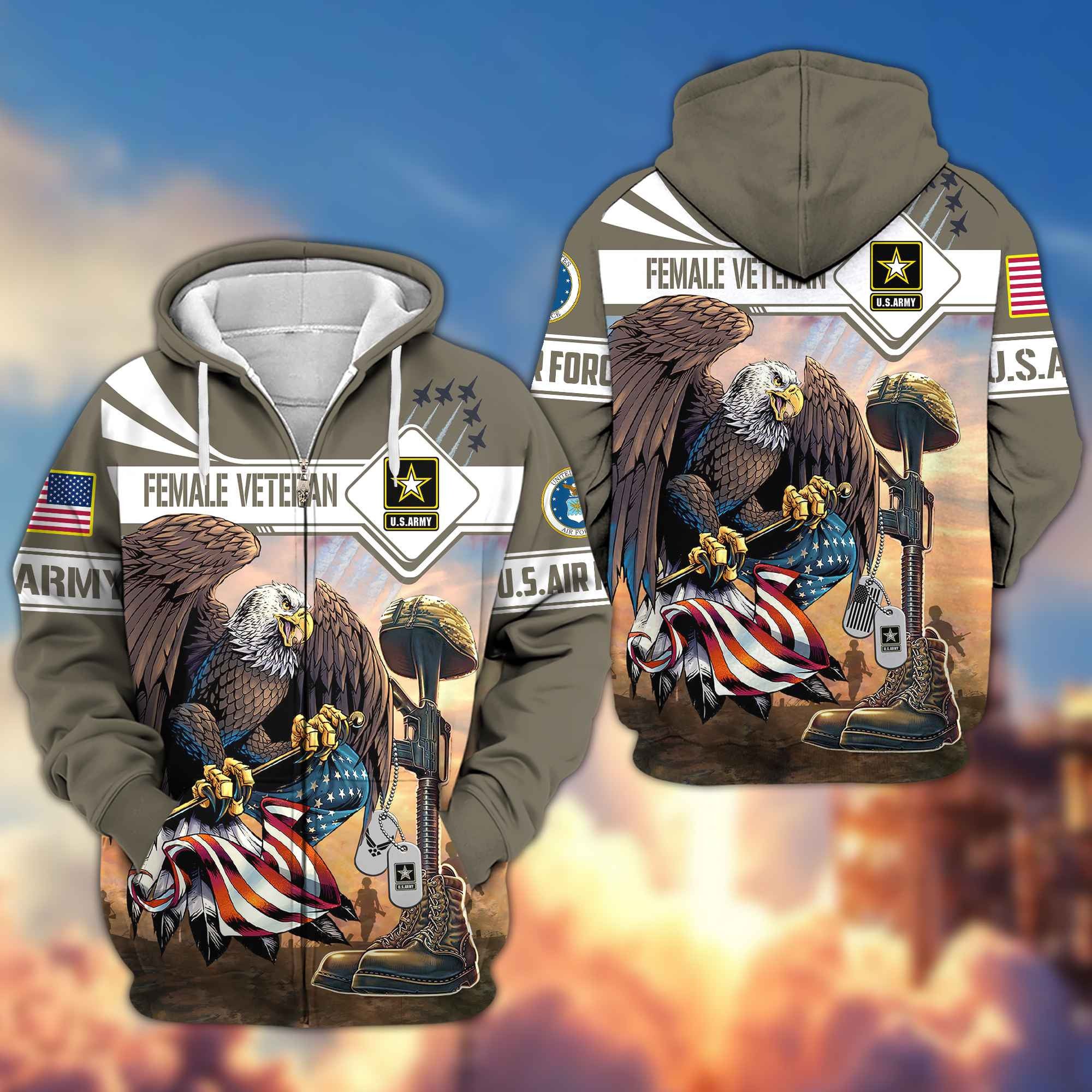 Premium US Female Veteran Zip Hoodie BPVC101210