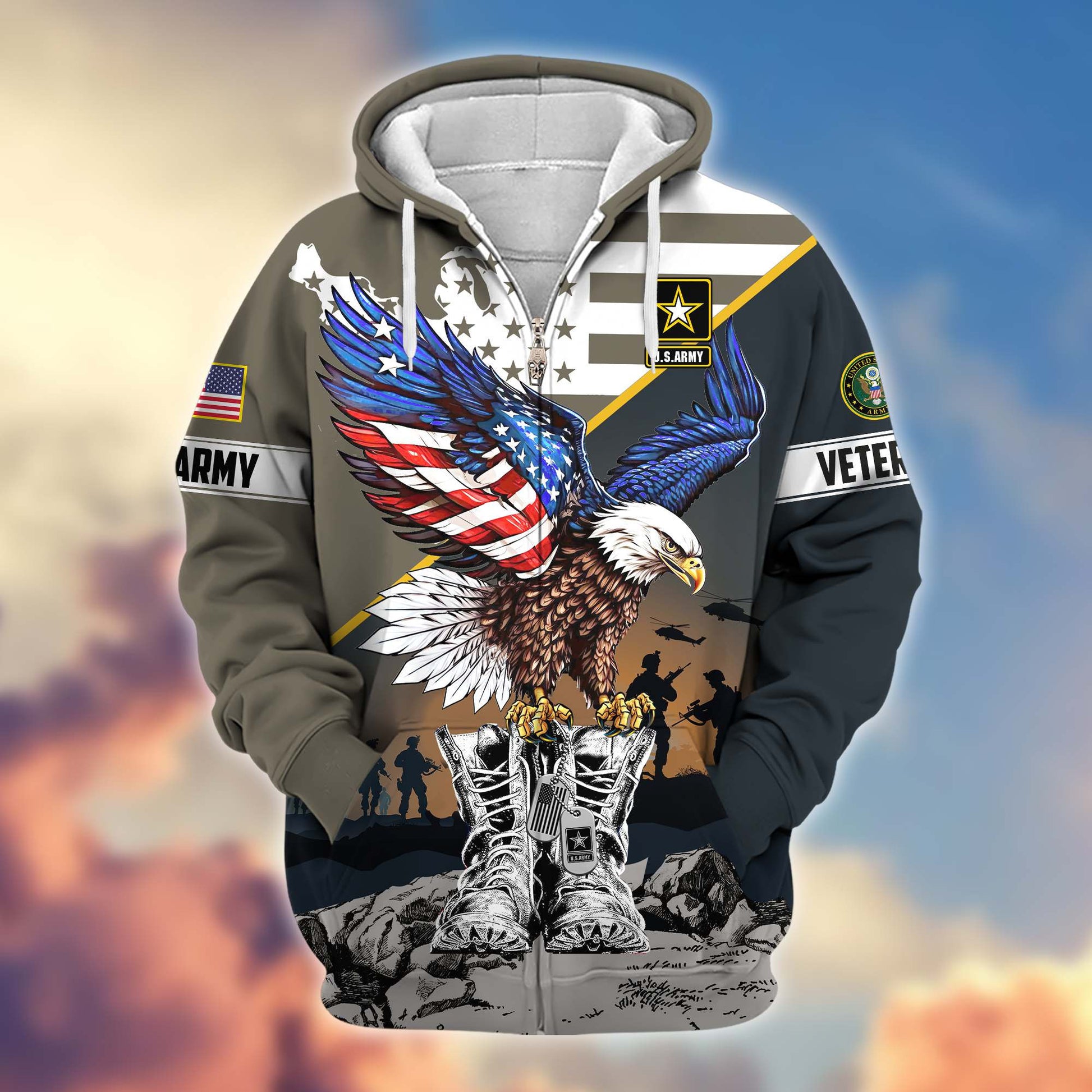Premium Honoring All Who Served US Veterans Zip Hoodie APHN161211, Gifts For US Veterans