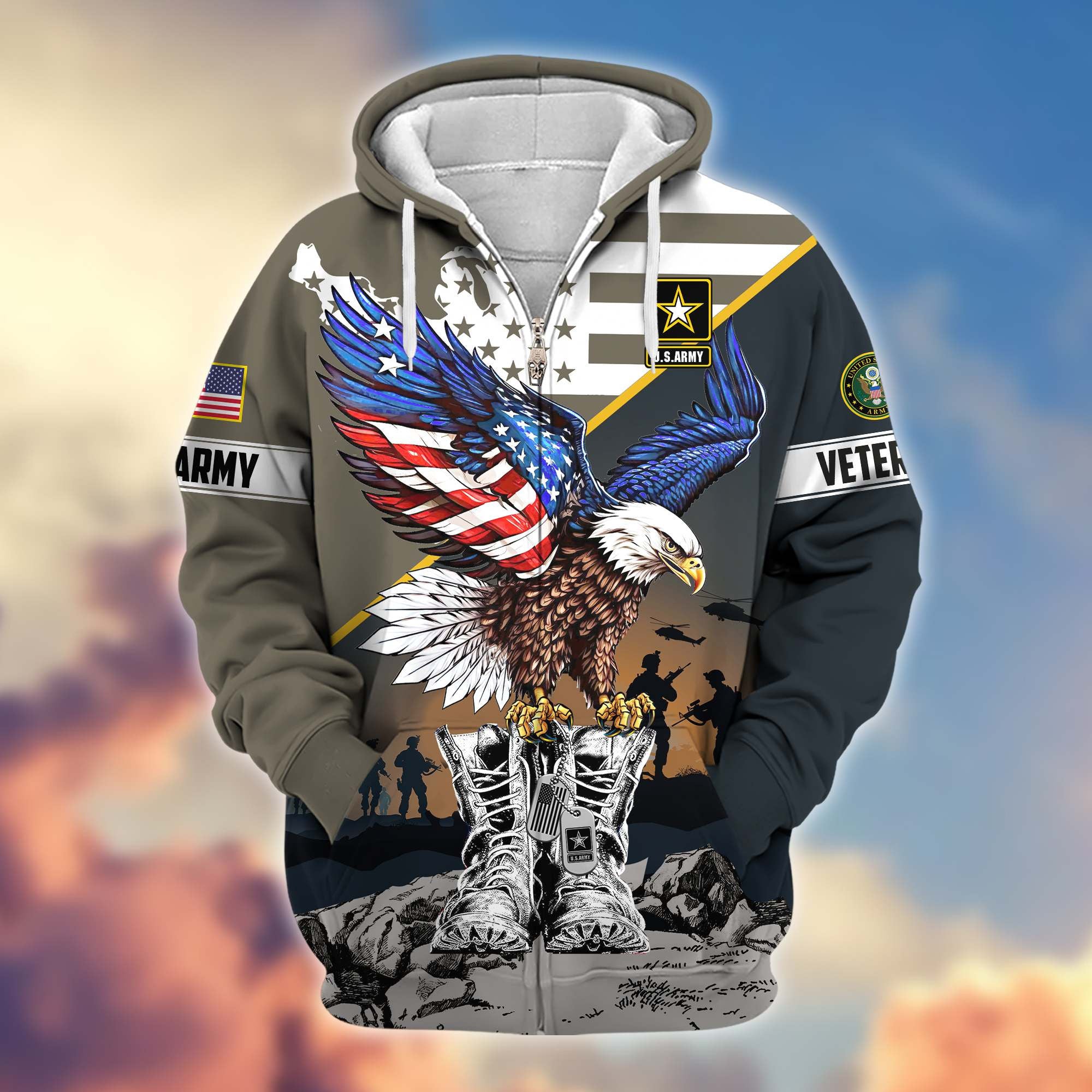 Premium Honoring All Who Served US Veterans Zip Hoodie APHN161211, Gifts For US Veterans