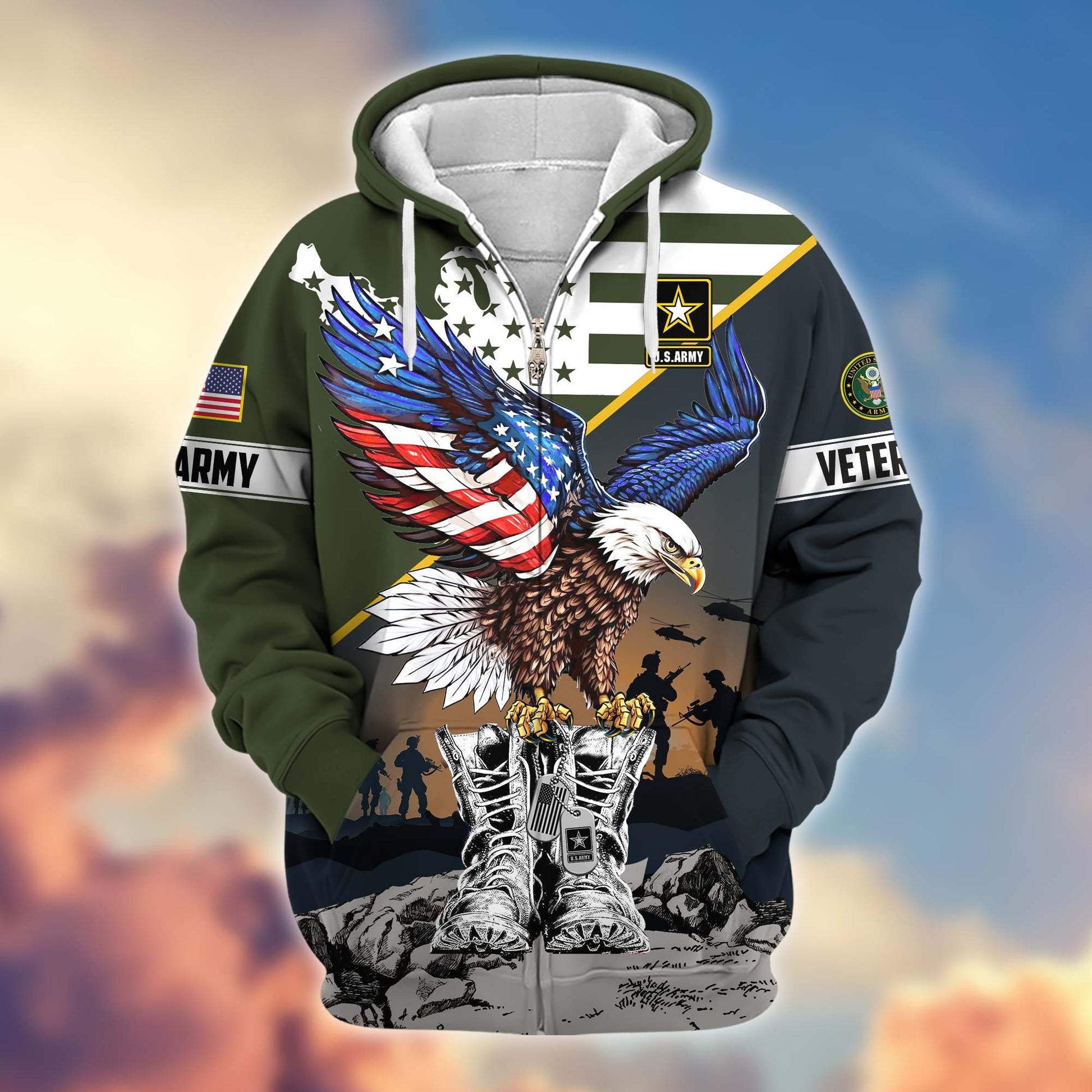Premium Honoring All Who Served US Veterans Zip Hoodie APHN161211, Gifts For US Veterans