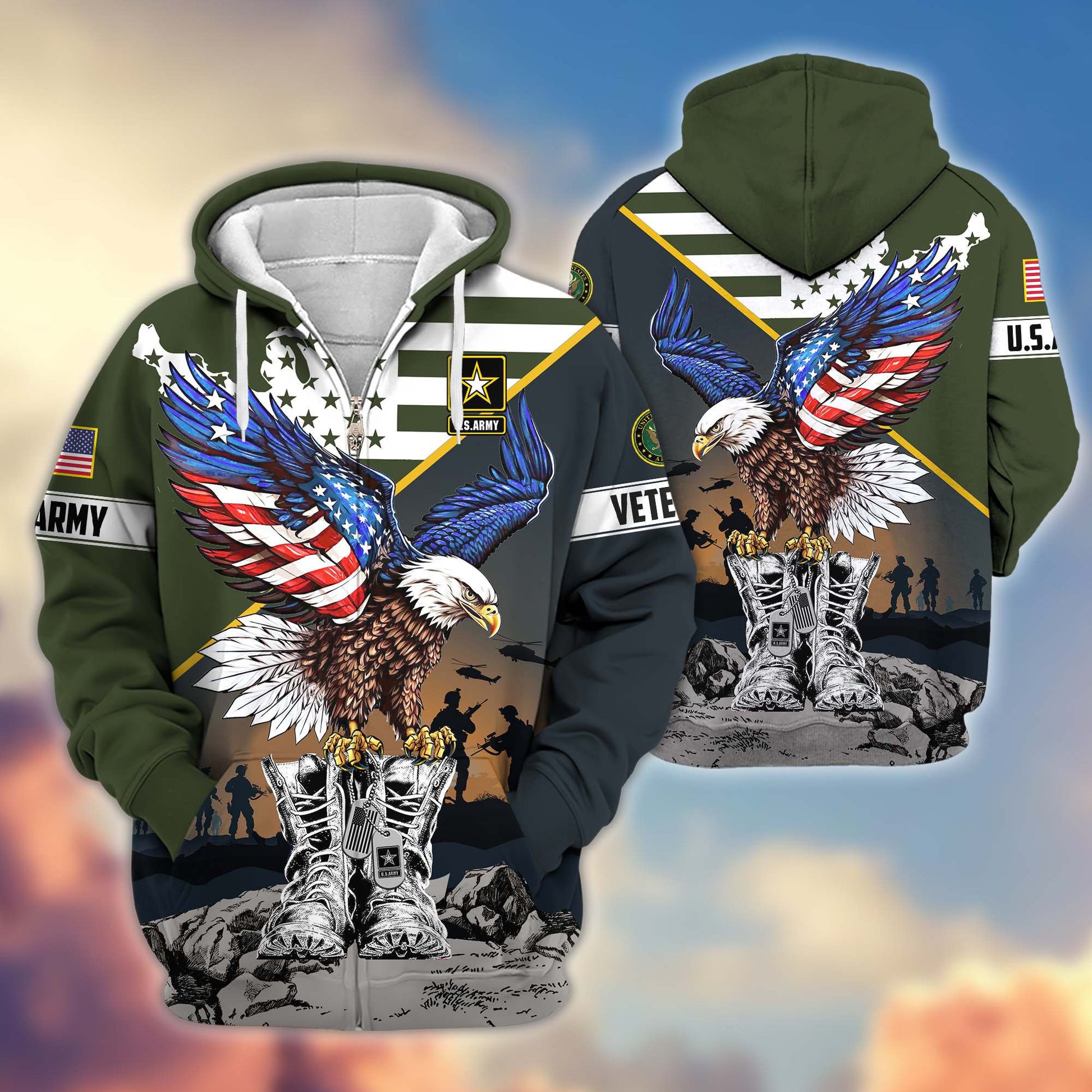 Premium Honoring All Who Served US Veterans Zip Hoodie APHN161211, Gifts For US Veterans