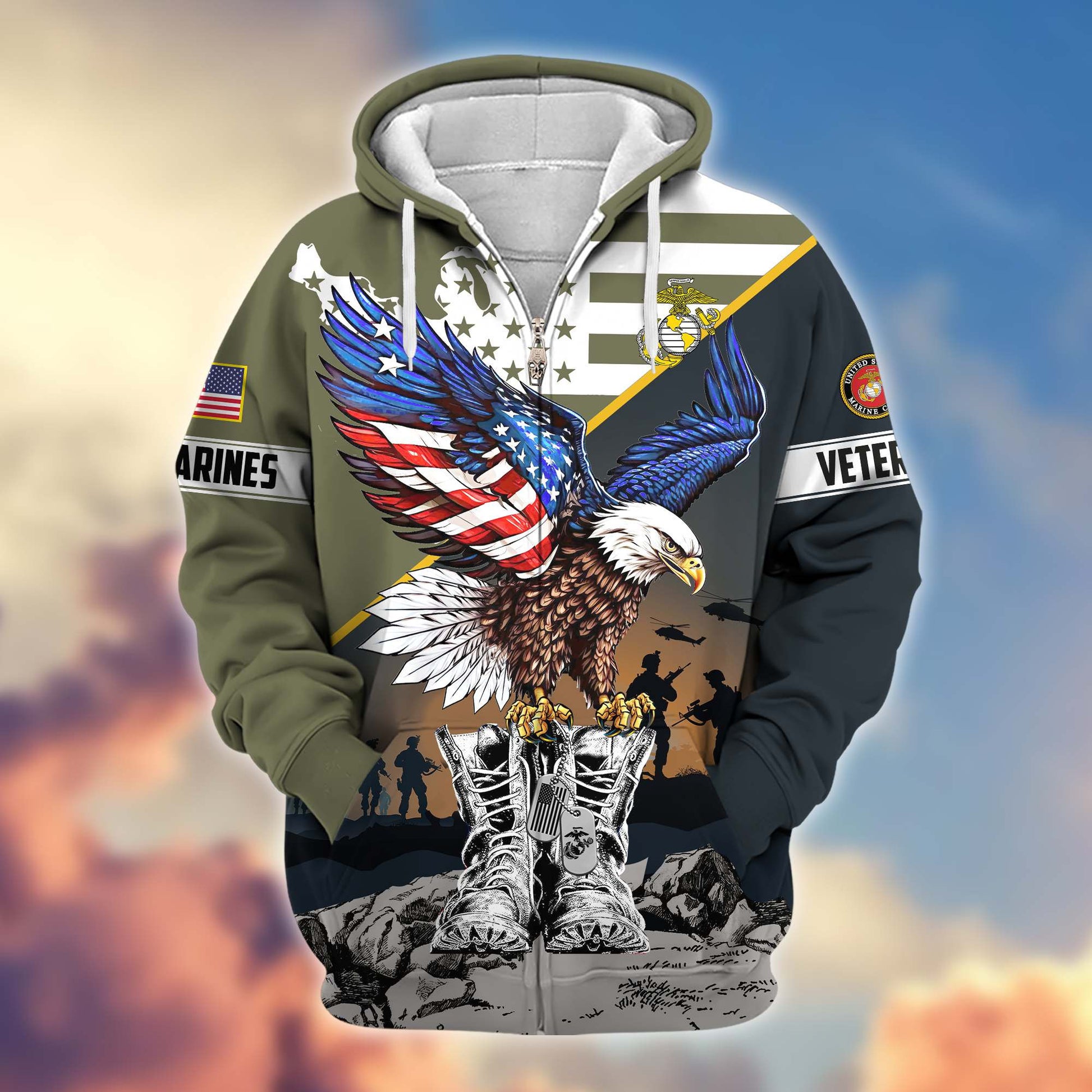 Premium Honoring All Who Served US Veterans Zip Hoodie APHN161211, Gifts For US Veterans