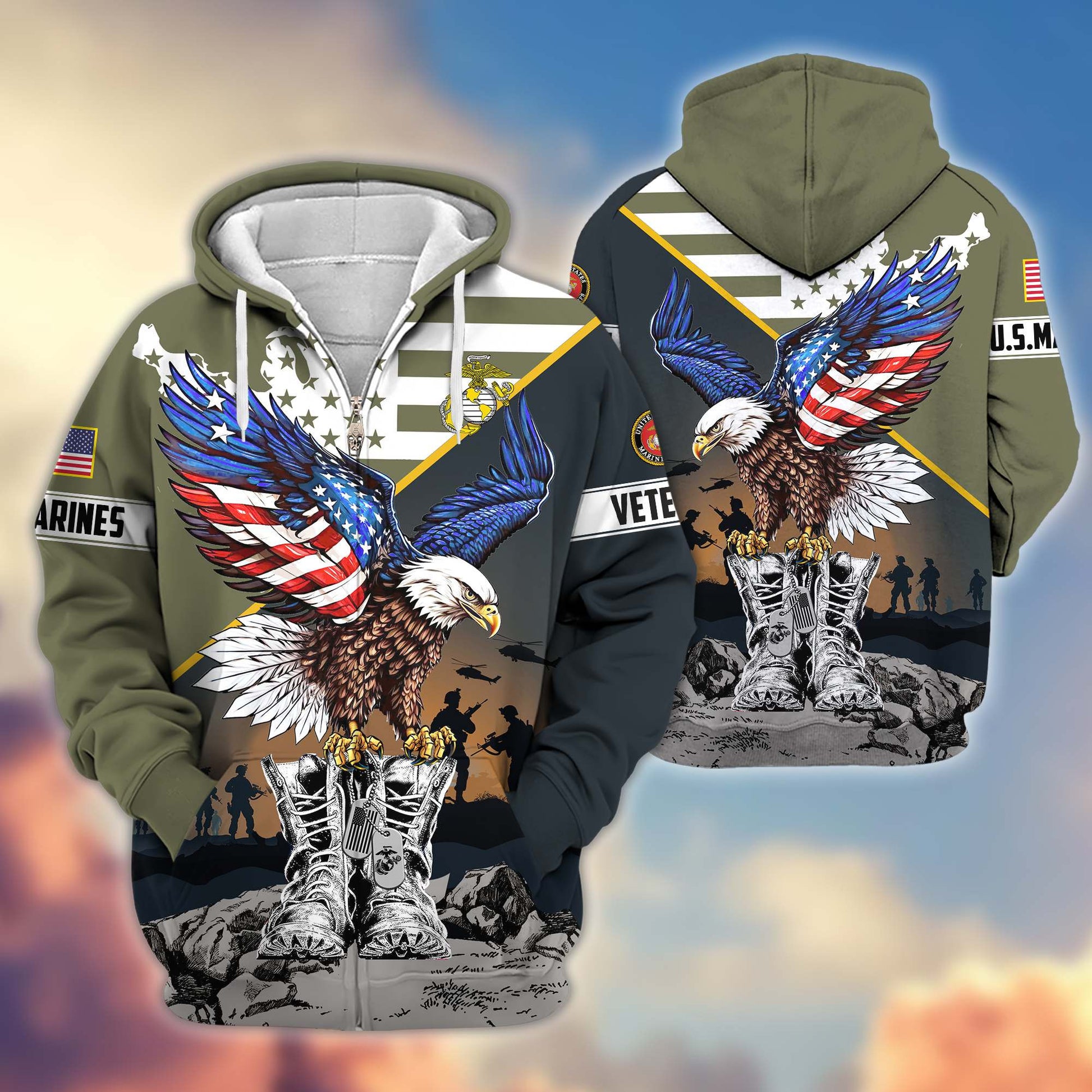 Premium Honoring All Who Served US Veterans Zip Hoodie APHN161211, Gifts For US Veterans