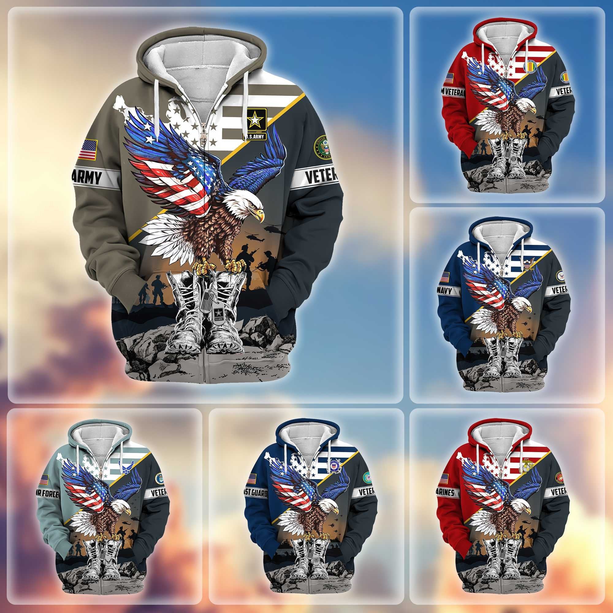 Premium Honoring All Who Served US Veterans Zip Hoodie APHN161211, Gifts For US Veterans