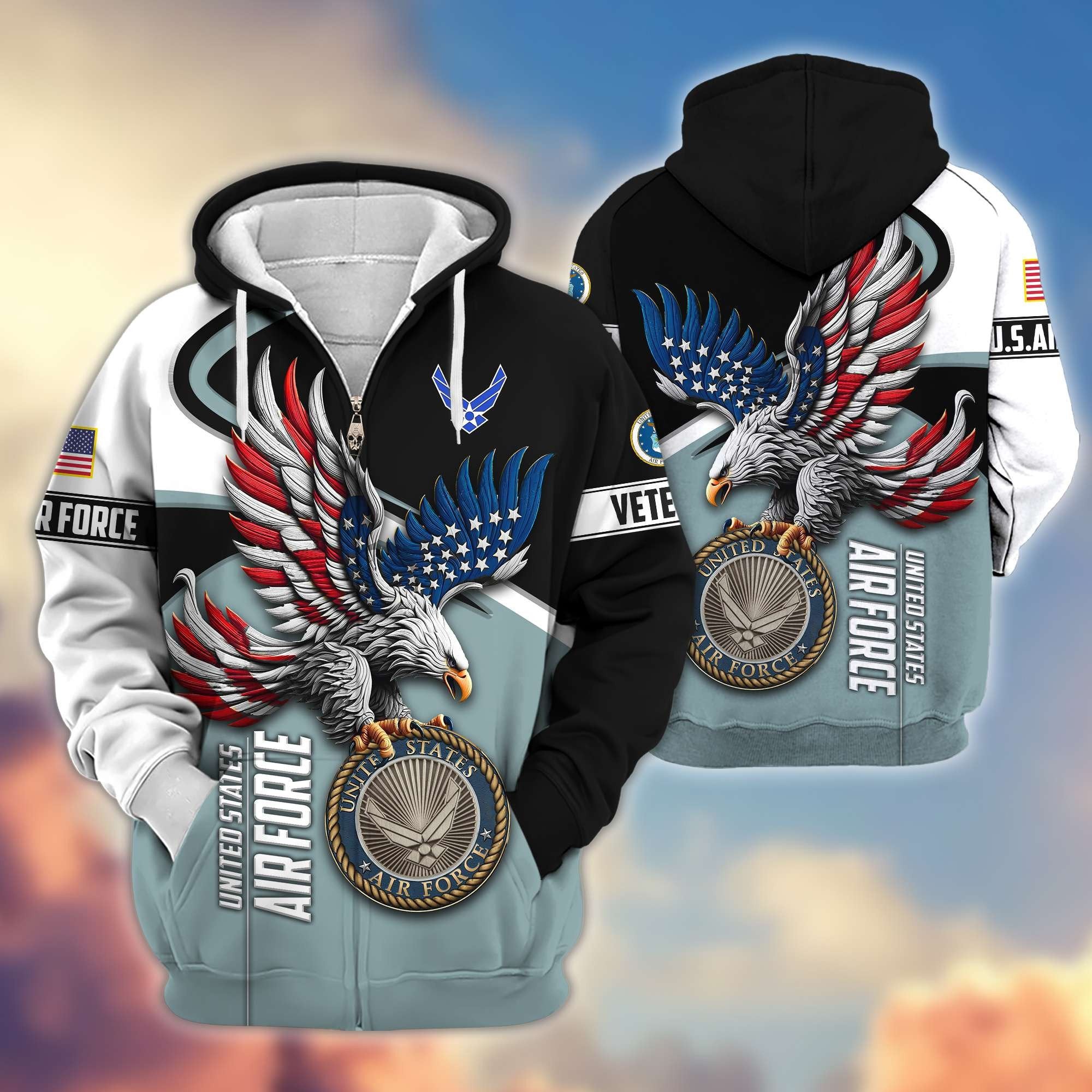 Premium US Veterans Zip Hoodie APHN231211, Gifts For US Veterans