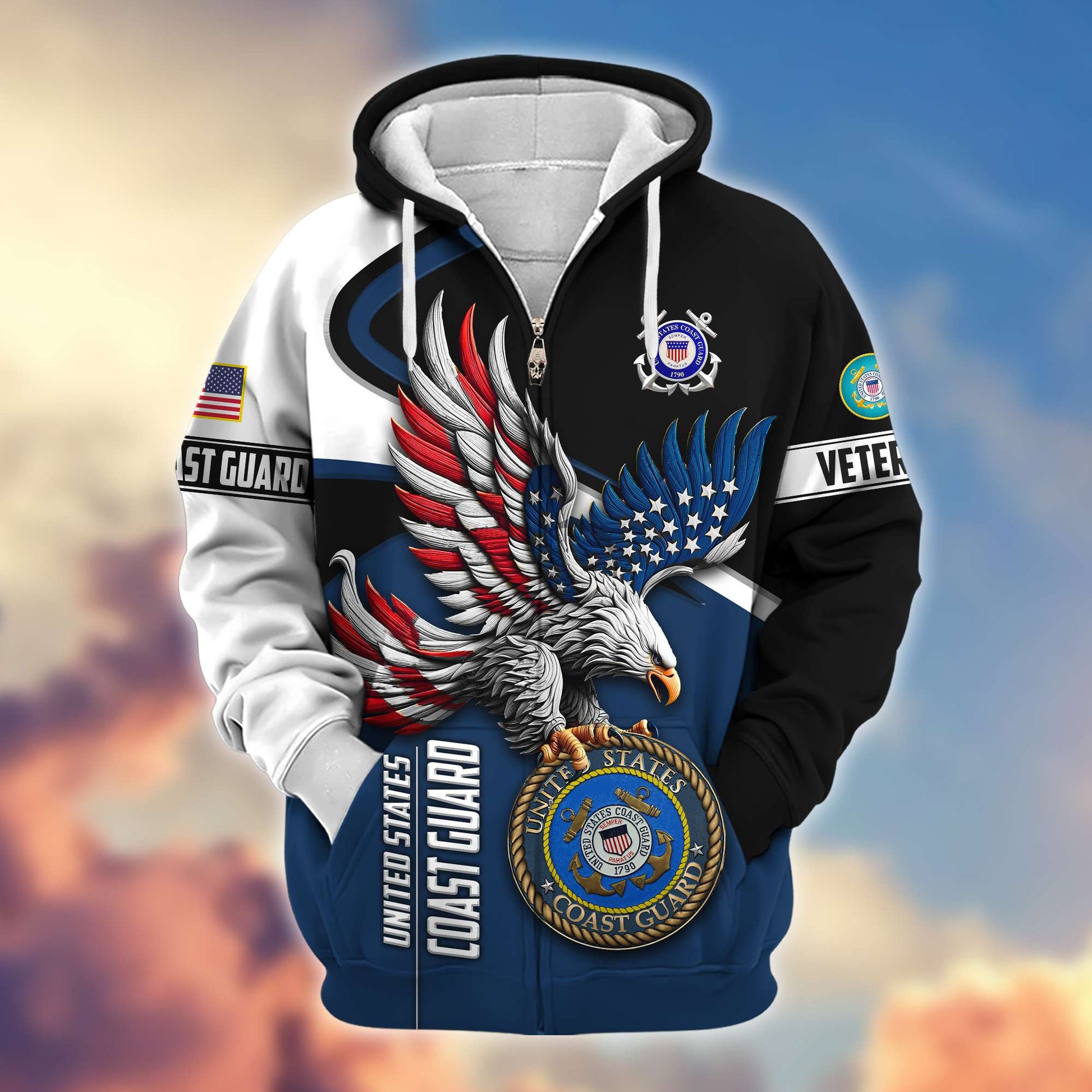 Premium US Veterans Zip Hoodie APHN231211, Gifts For US Veterans