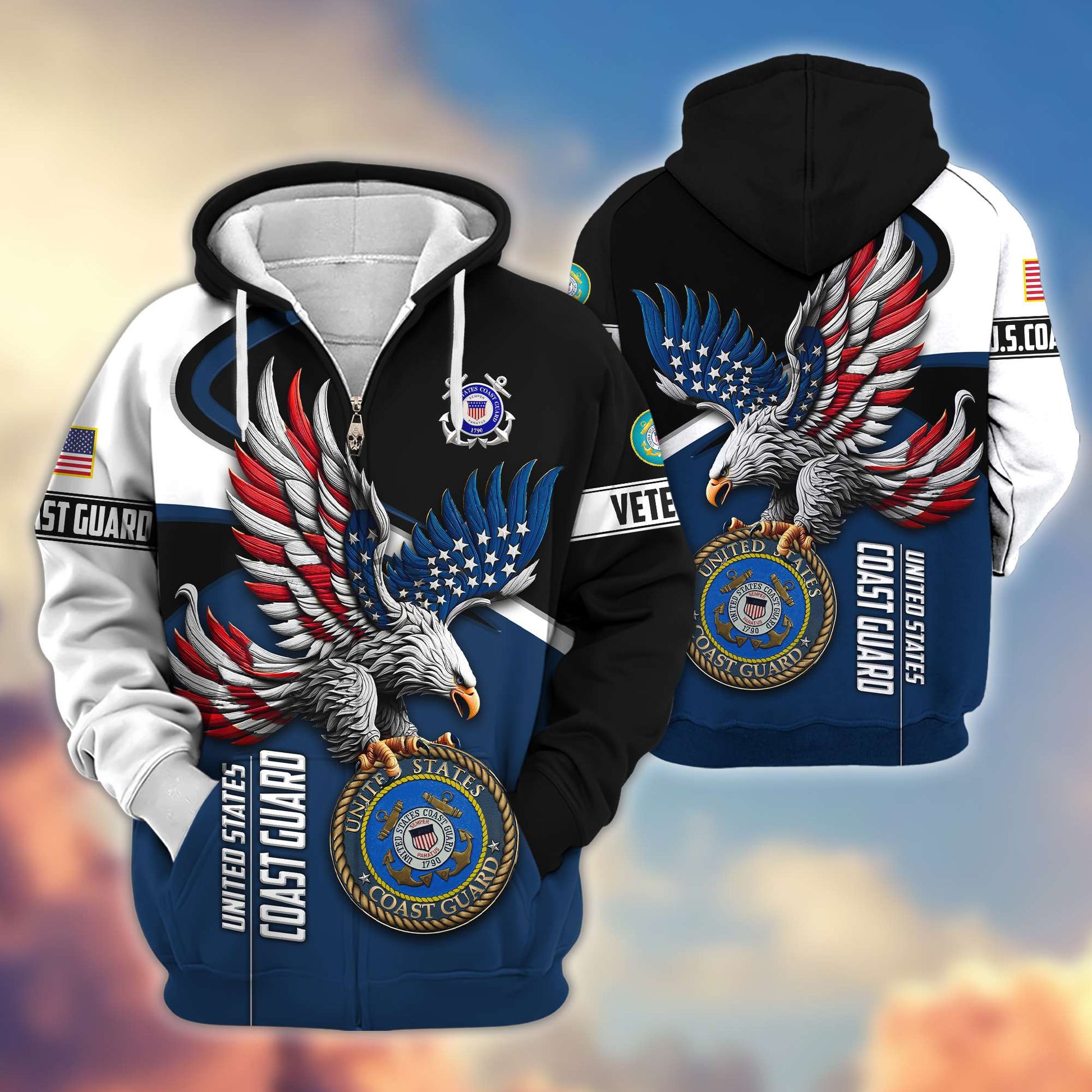 Premium US Veterans Zip Hoodie APHN231211, Gifts For US Veterans