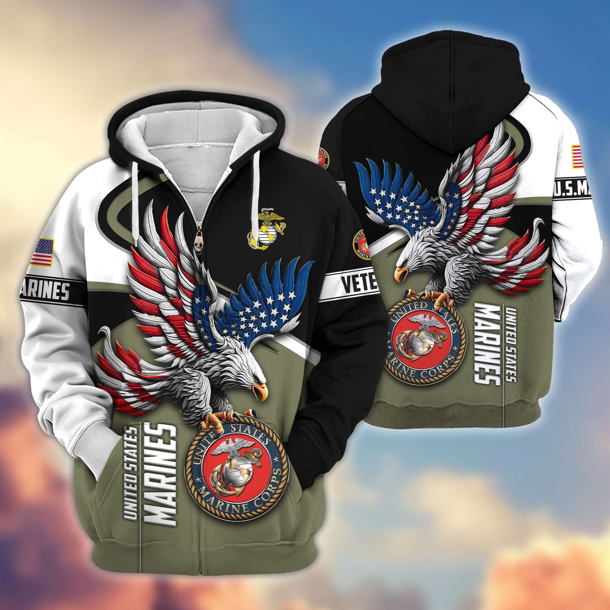 Premium US Veterans Zip Hoodie APHN231211, Gifts For US Veterans