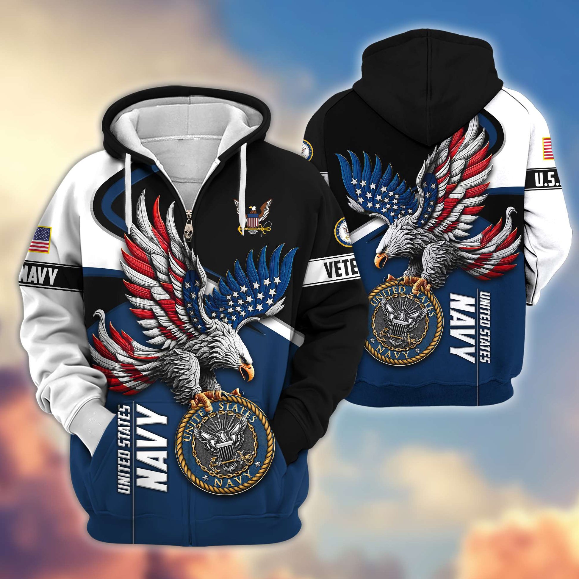 Premium US Veterans Zip Hoodie APHN231211, Gifts For US Veterans