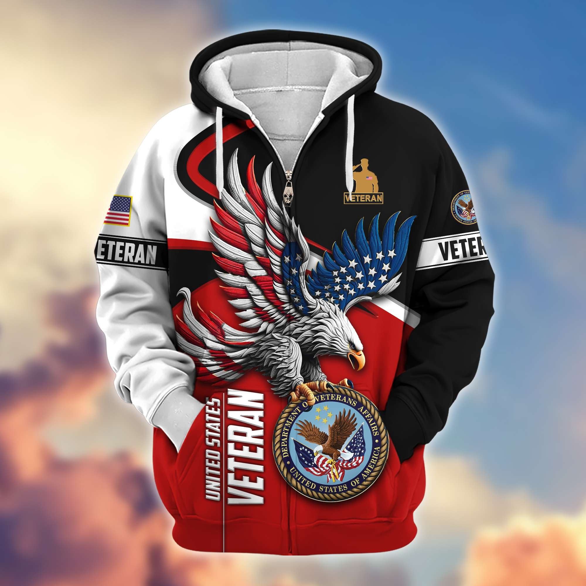 Premium US Veterans Zip Hoodie APHN231211, Gifts For US Veterans