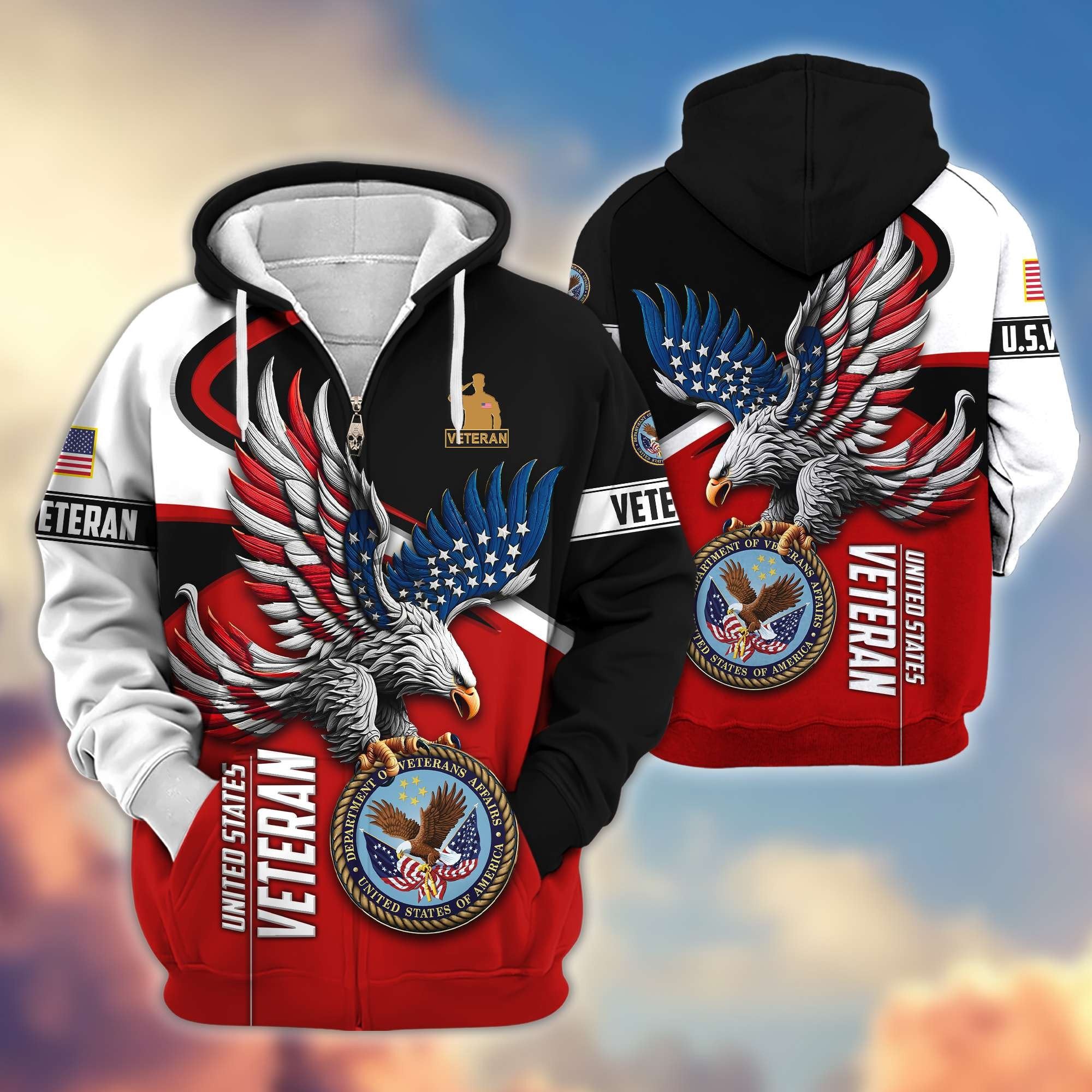 Premium US Veterans Zip Hoodie APHN231211, Gifts For US Veterans