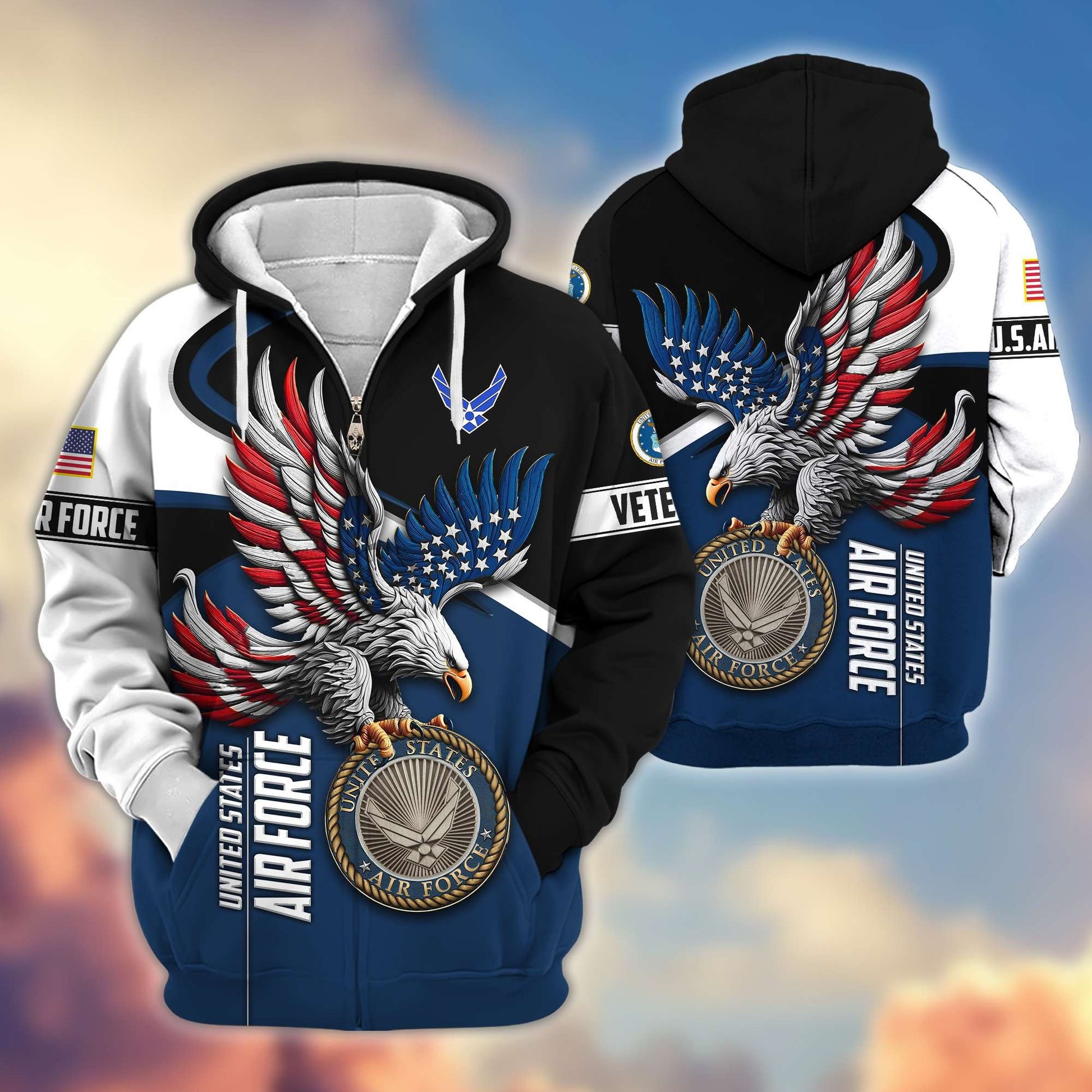 Premium US Veterans Zip Hoodie APHN231211, Gifts For US Veterans