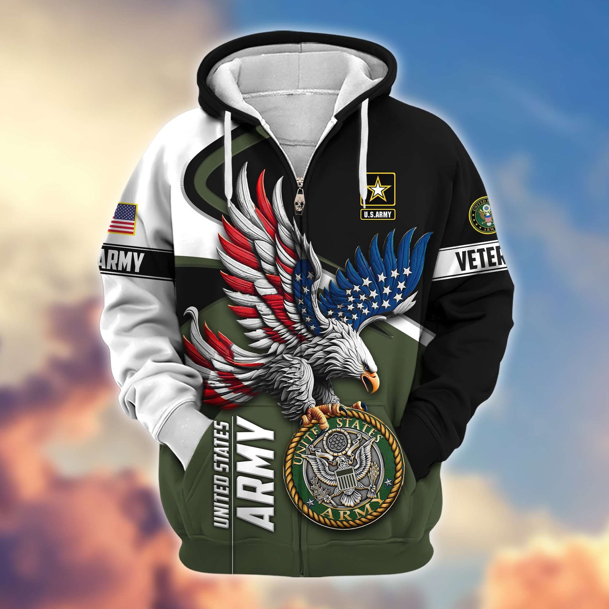Premium US Veterans Zip Hoodie APHN231211, Gifts For US Veterans