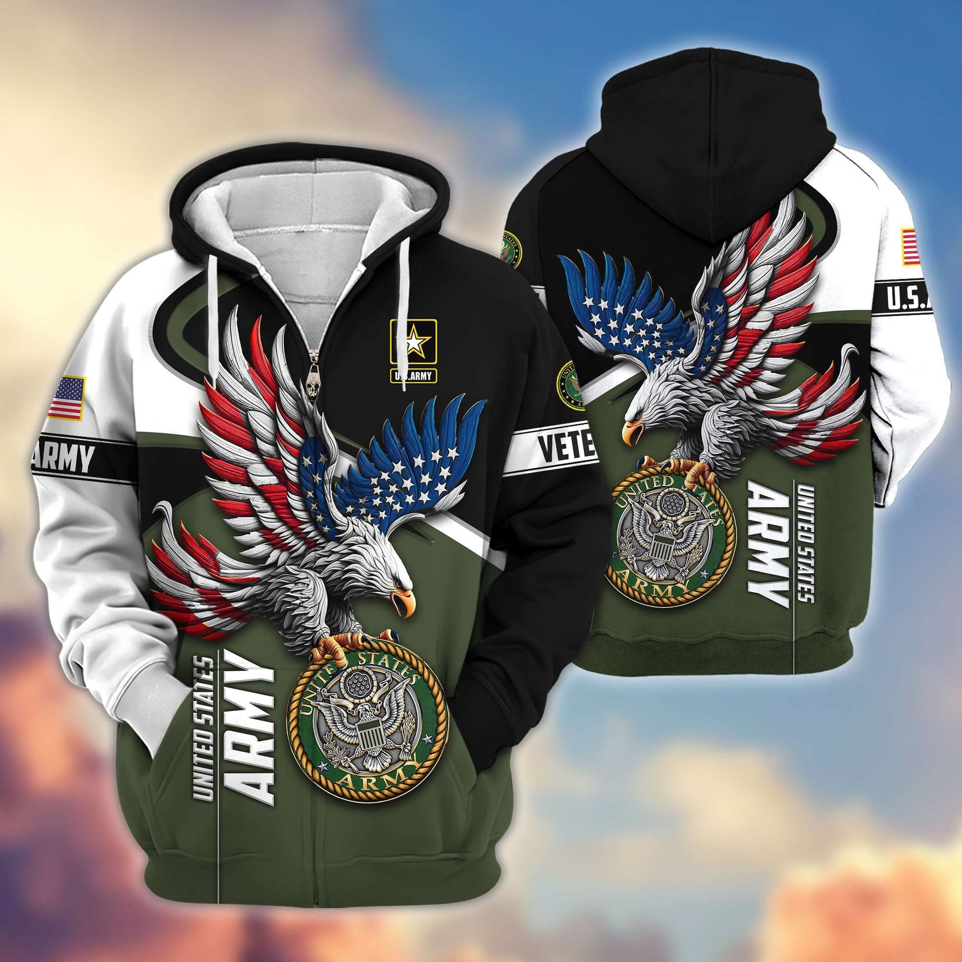 Premium US Veterans Zip Hoodie APHN231211, Gifts For US Veterans