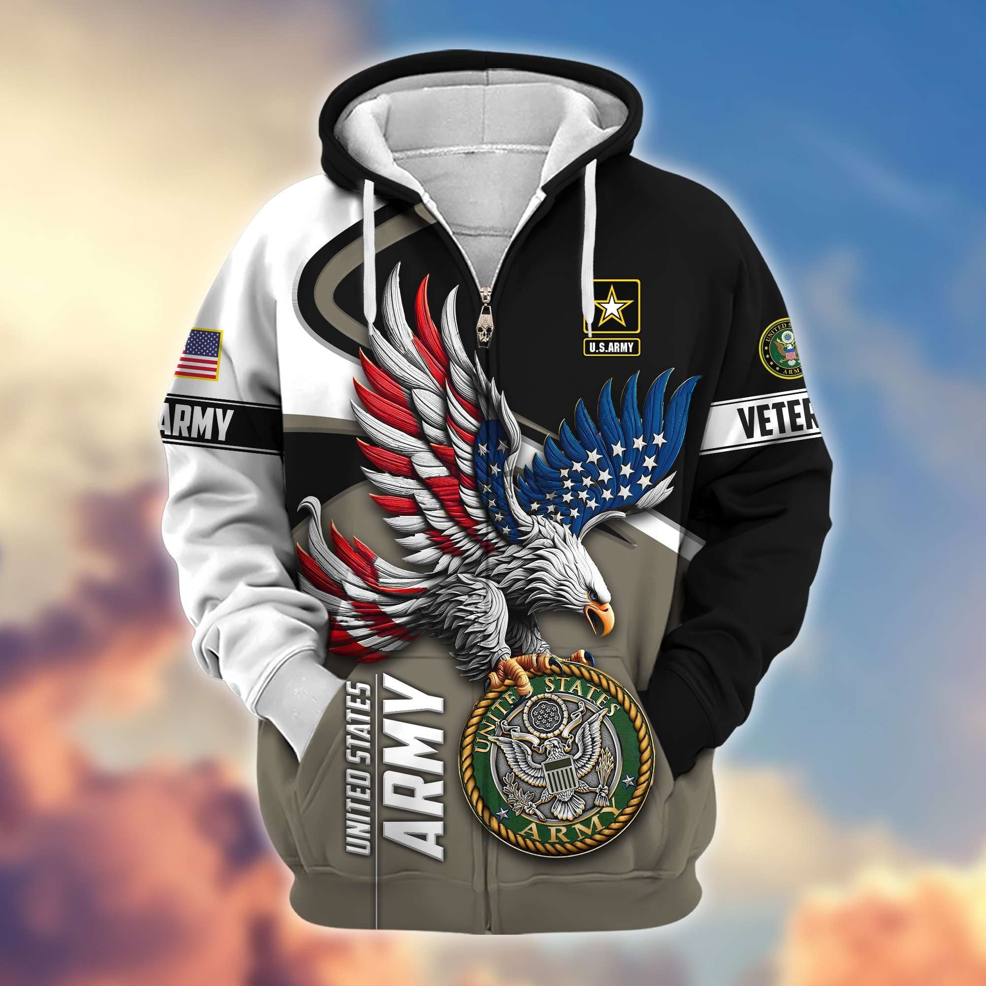 Premium US Veterans Zip Hoodie APHN231211, Gifts For US Veterans