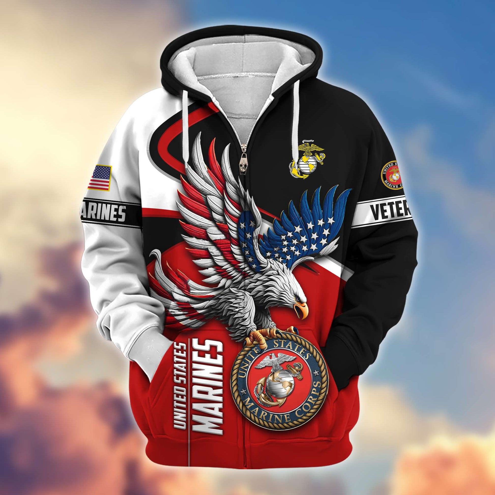 Premium US Veterans Zip Hoodie APHN231211, Gifts For US Veterans
