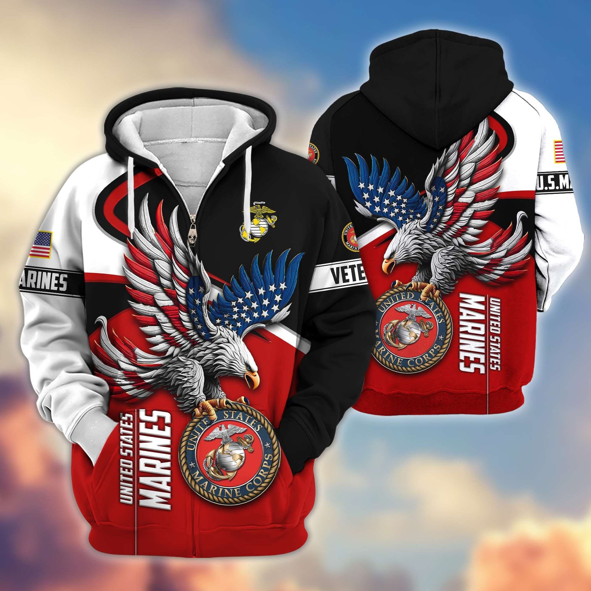 Premium US Veterans Zip Hoodie APHN231211, Gifts For US Veterans
