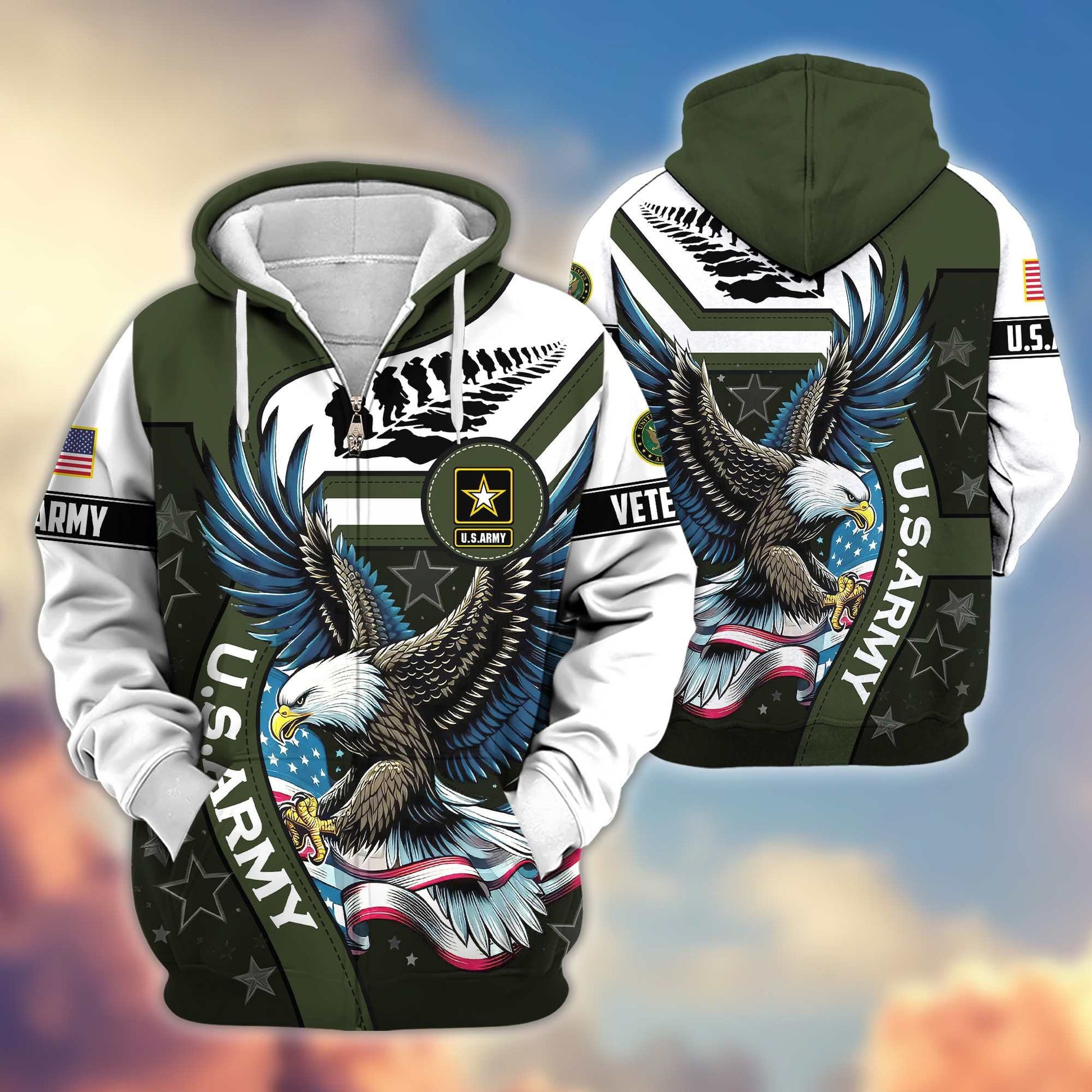 Premium Honoring All Who Served US Veterans Zip Hoodie APHN251212, Gifts For US Veterans