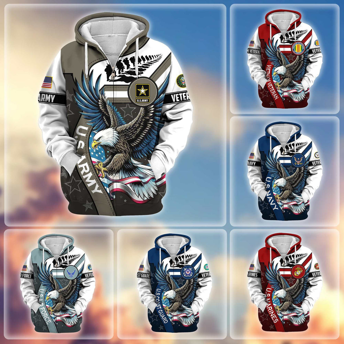 Premium Honoring All Who Served US Veterans Zip Hoodie APHN251212, Gifts For US Veterans